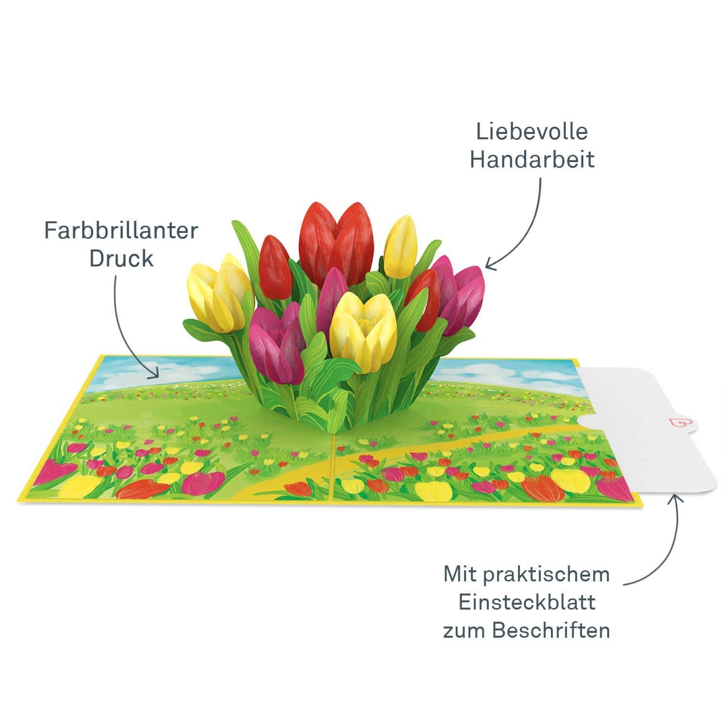 papercrush Geburtstagskarte Bunte Tulpenwiese Pop-Up Karte