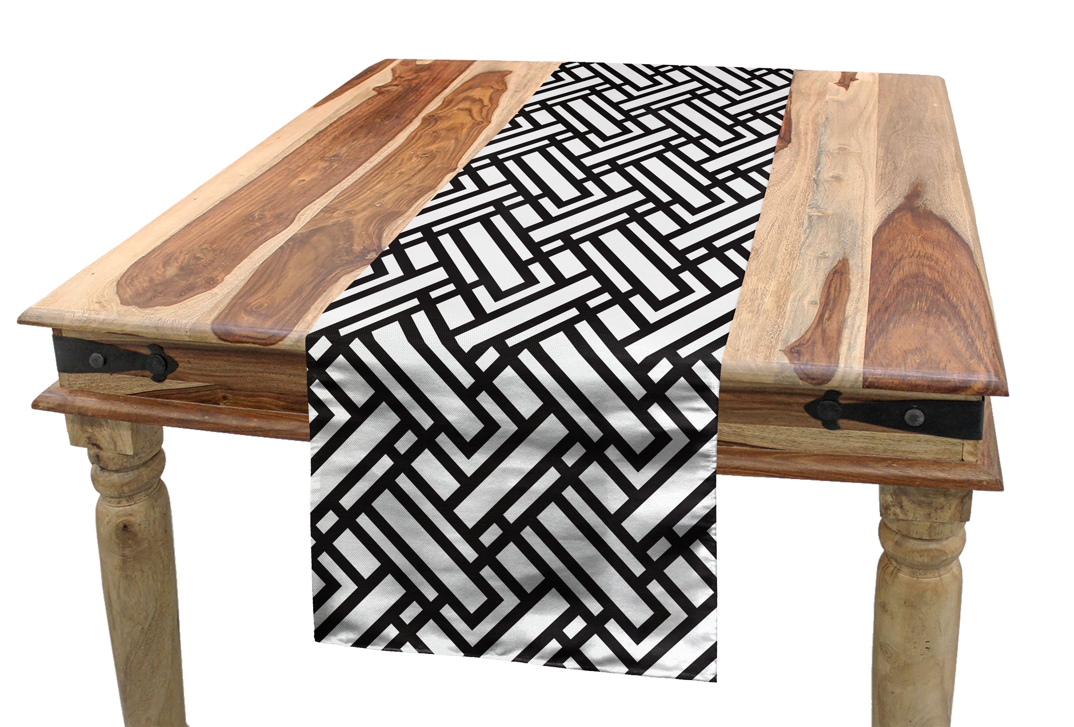 Abakuhaus Tischläufer Esszimmer Küche Rechteckiger Dekorativer Tischläufer, Schwarz und weiß Streifen-Muster