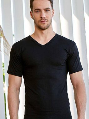 Berrak Collection Unterhemd Kurzarm V-Ausschnitt Herren Business Shirt Schwarz, BS1006