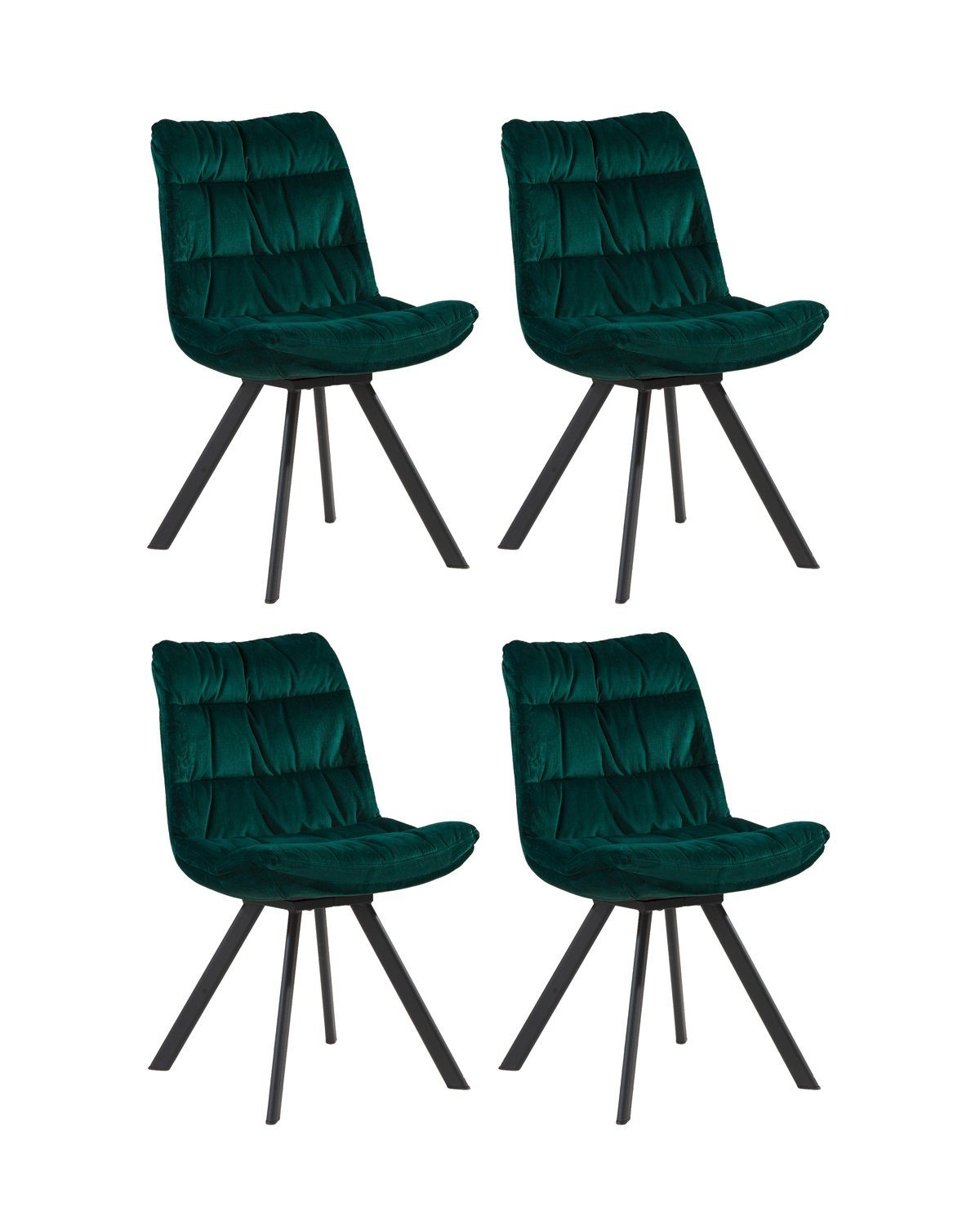 Polsterstuhl, 4er Set, Grün, Samt, Metallgestell