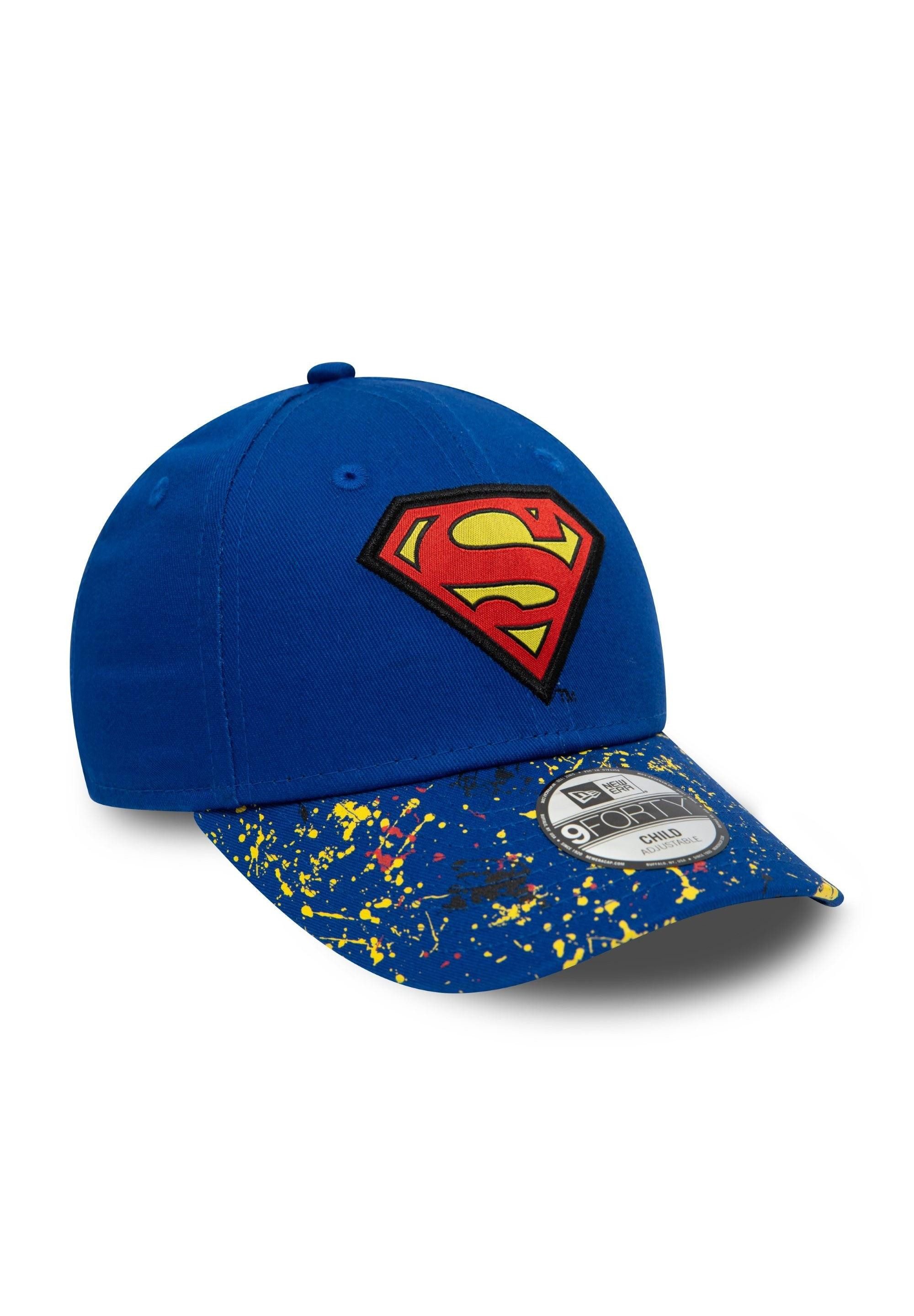 New Era Baseball Cap Superman DC Paint Splat Blue Yellow 9Forty Adjustable Kids Cap New Era (1-St)