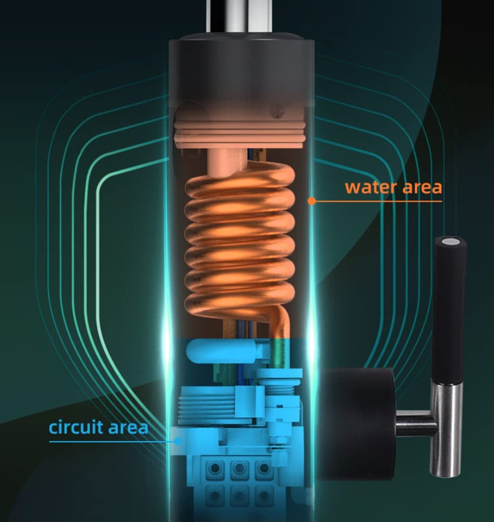 Oihpaw Durchlauferhitzer Elektrische Durchlauferhitzer, 360° Schwenkbar Armatur, 3000W, Langhebel, 1 St., Temperaturanzeige elektrischer Wasserhahn Küchenarmatur