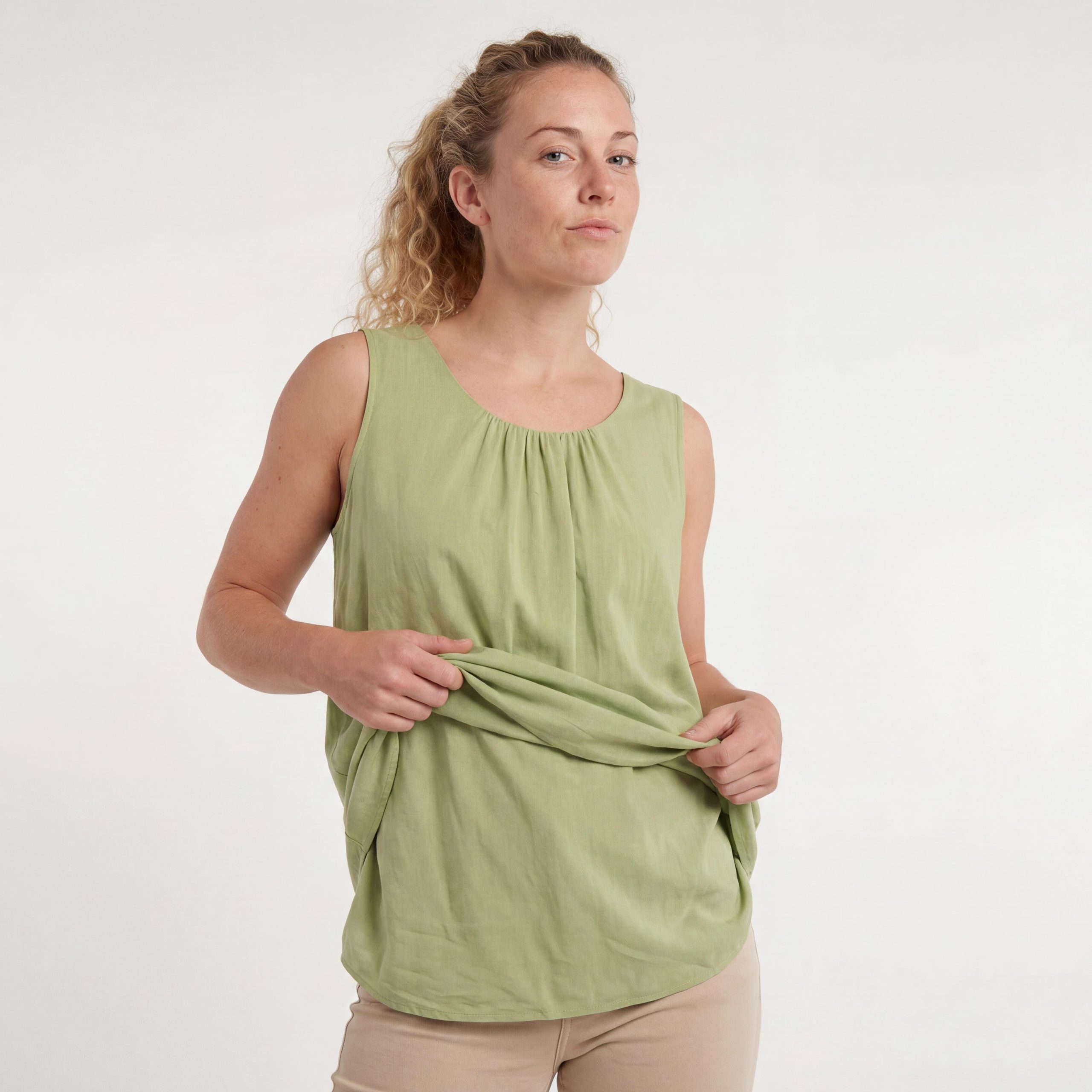 OriginalYou Trägertop Damen Long Top Sommer Oberteil ärmelloses Strandshirt mit Innentop für blickdichten Tragekomfort, erhältlich von 36-50