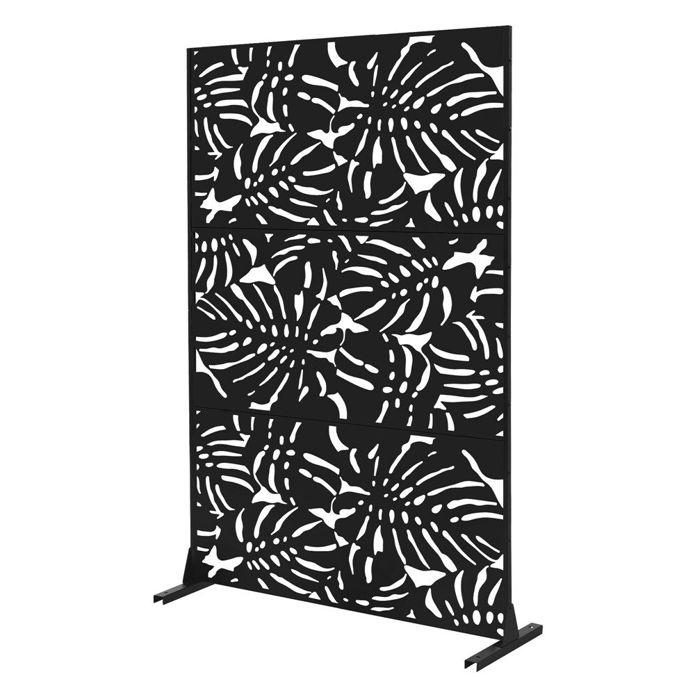 ML-DESIGN Sichtschutzelement Metall-Sichtschutz Paravent erweiterbar mit Ständer Sichtschutzwand, Raumteiler mit 3 Paneele Roma 120x180cm Stahl freistehend Trennwand