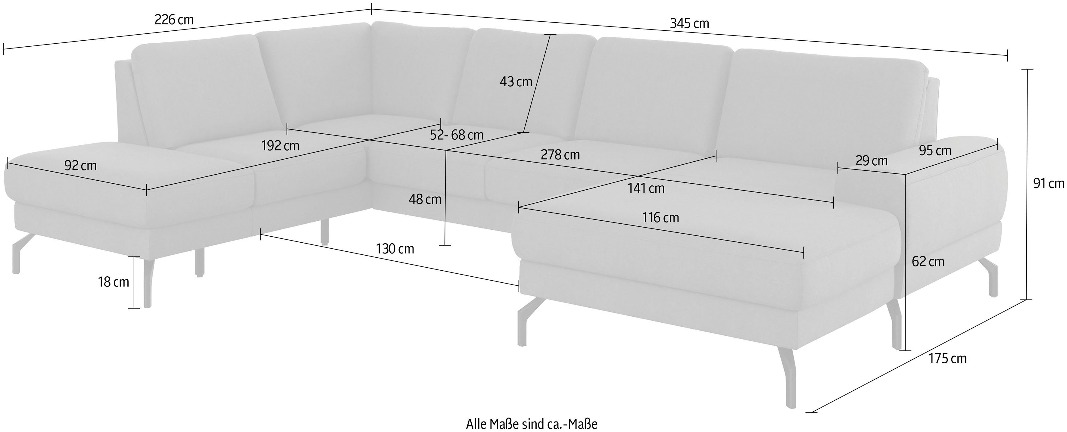 Cinturo, Federkern, cm Wohnlandschaft Sitztiefenverstellung sit&more und 48 Sitzhöhe inklusive