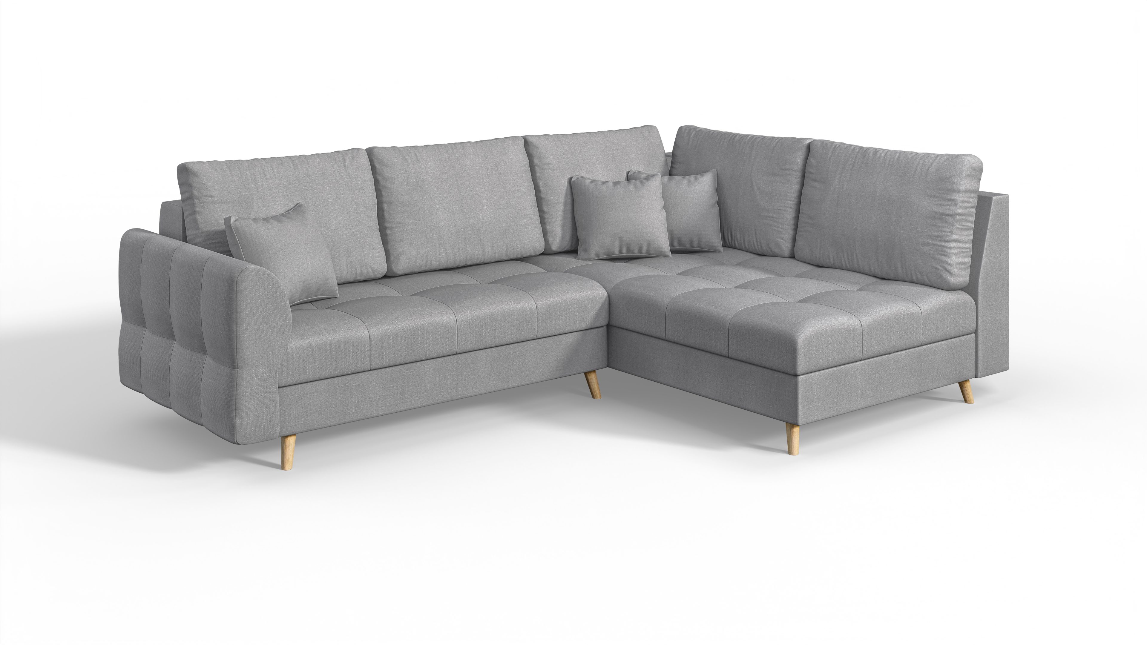 S-Style Möbel Ecksofa Cuba mit Holzfüßen im skandinavischen Stil, Ottomane links oder rechts bestellbar, mit Wellenfederung