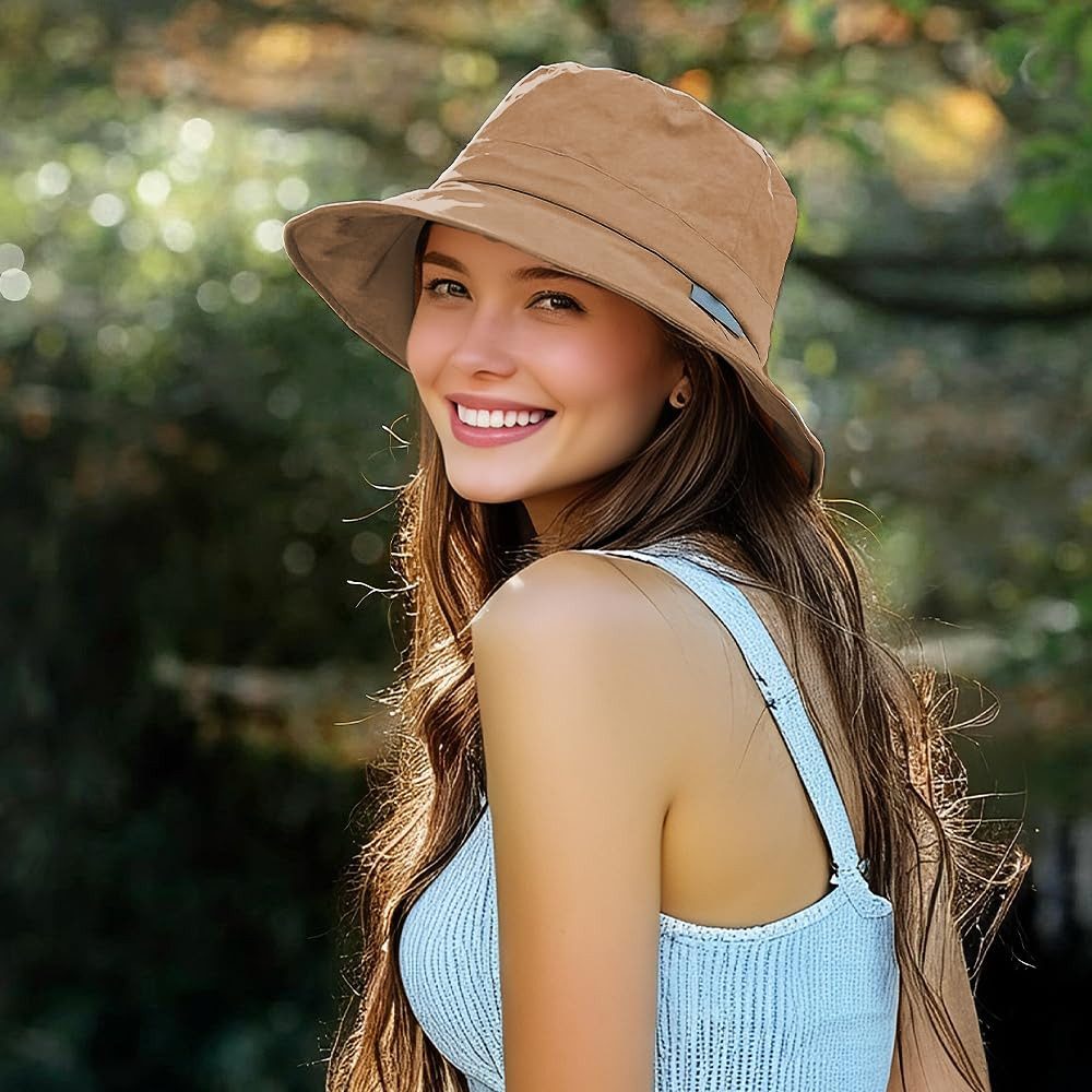 Bextsrack Sonnenhut Sommerhut Fischerhut mit Kinnriemen Wasserdichter Eimer Anglerhut Für Männer und Frauen