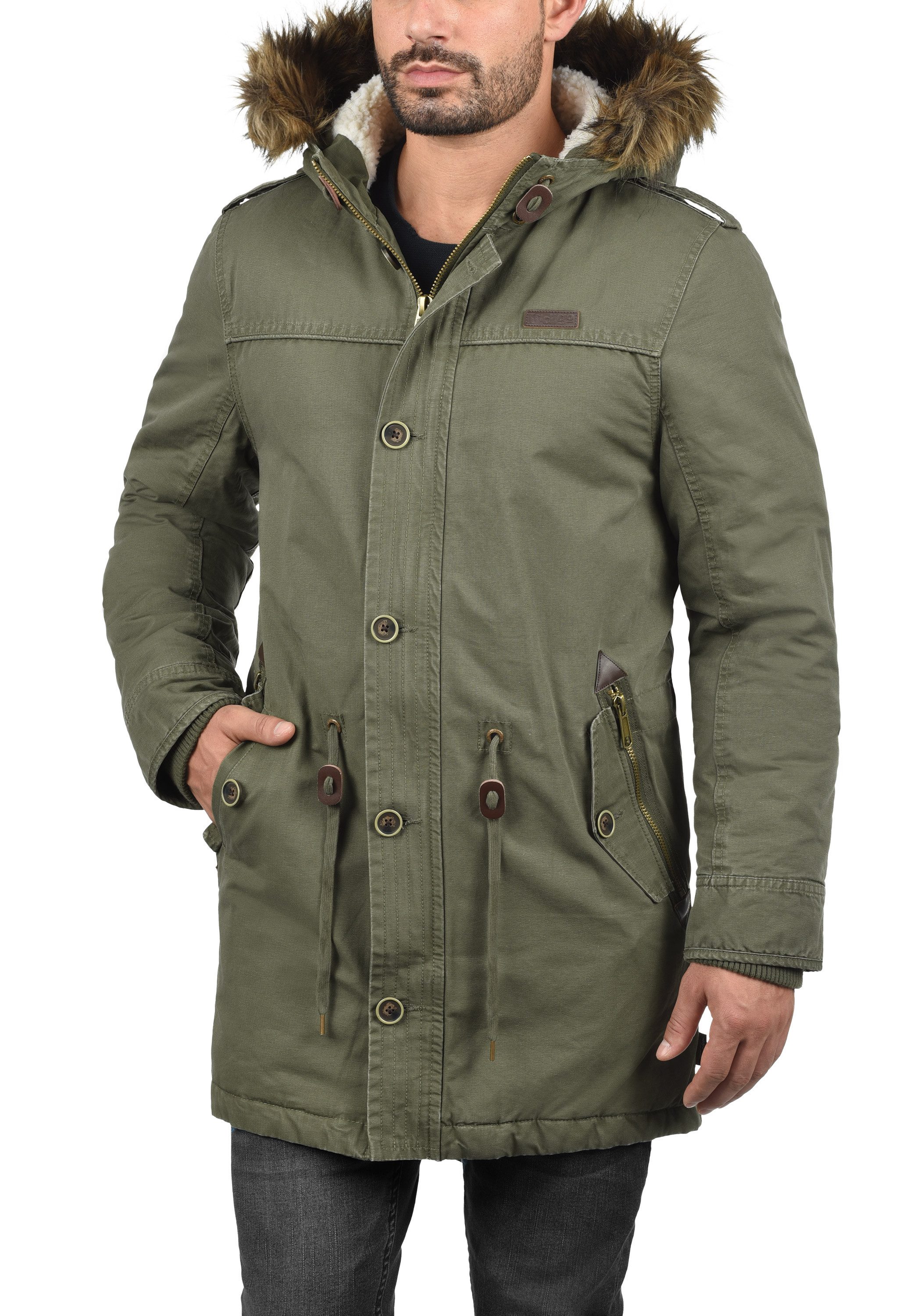 Indicode Parka IDPulsoor Winterjacke mit abnehmbarem Kunstfellkragen