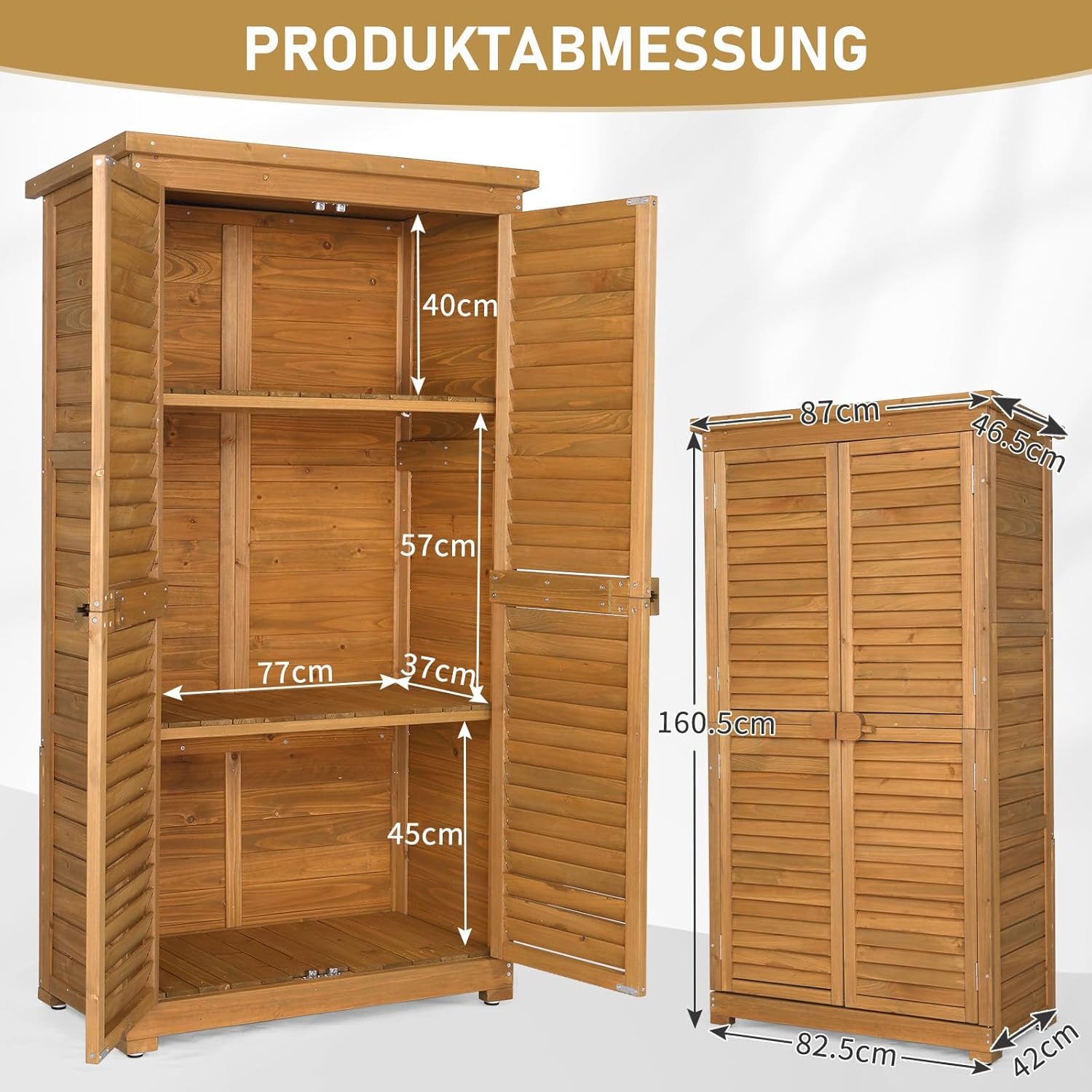LALAHO Gartenhaus Geräteschrank Geräteschuppen Werkzeugschrank Outdoor, Holz Gerätehaus für Außenbereich, 87 X 42X 160 cm – Bild 2 von 5