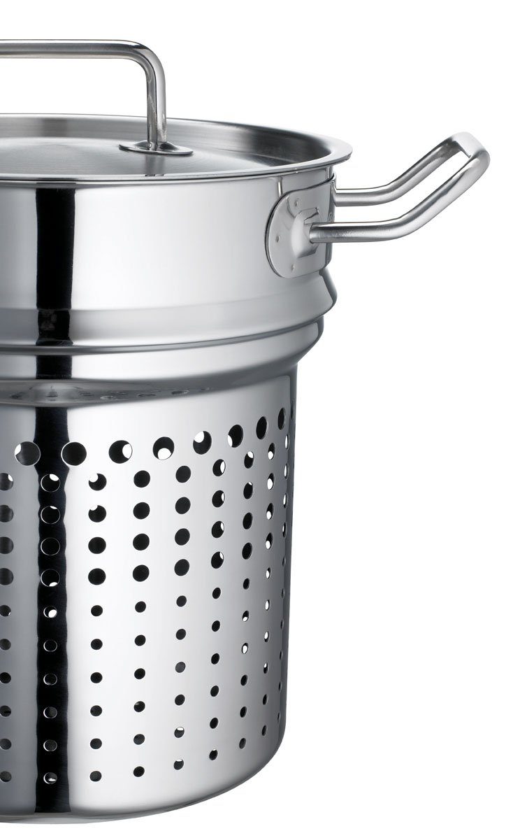 SCHULTE-UFER Spaghettitopf Profi-Line i, Edelstahl (Set, 1 x Topf, 1 x Deckel, 1 x Spaghettieinsatz), Spülmaschinengeeignet, Edelstahl, 20 cm Durchmesser