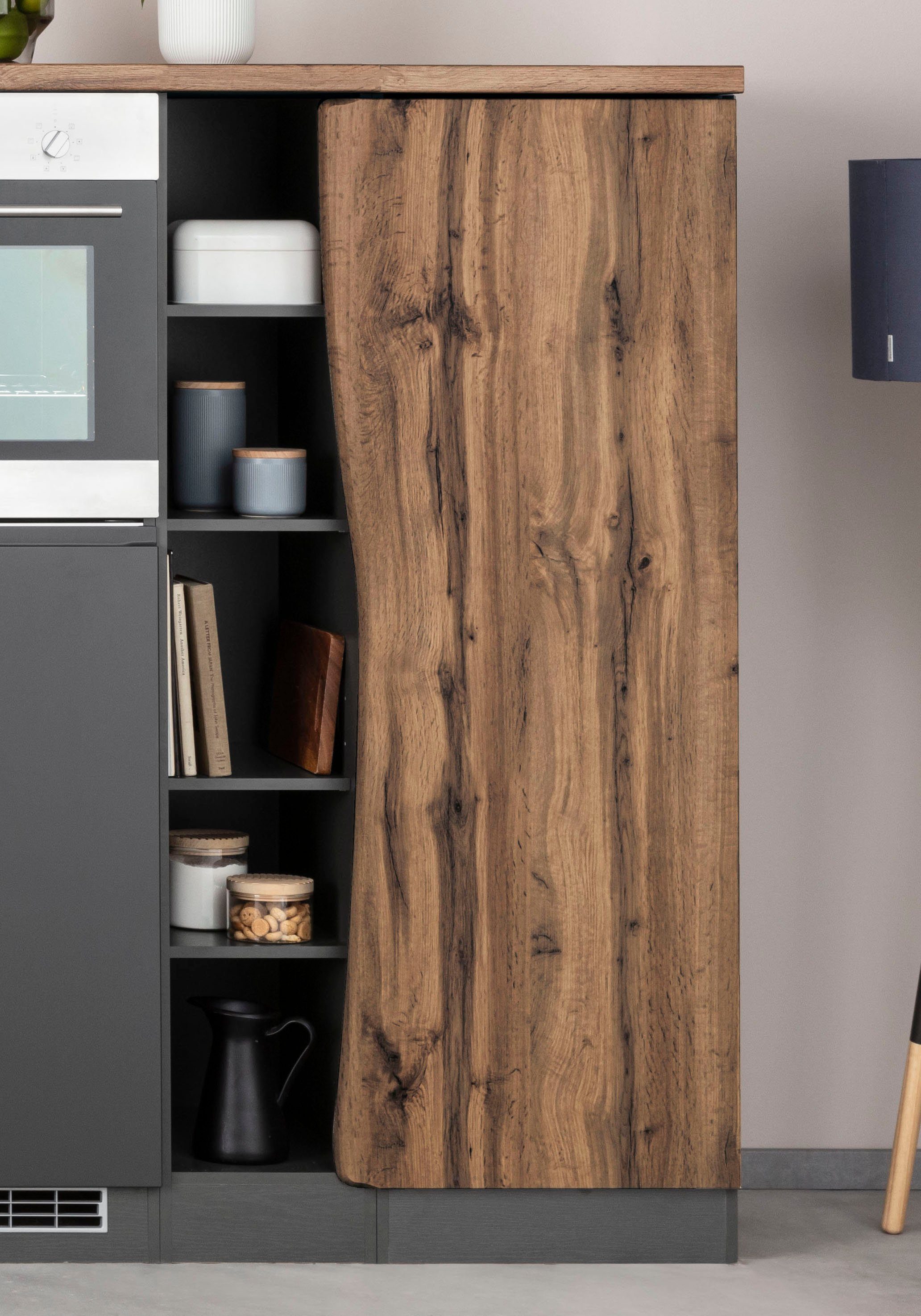 KOCHSTATION Midischrank KS-Bruneck Vorratsschrank >>Bruneck<< 90 cm breit, hochwertige MDF-Fronten