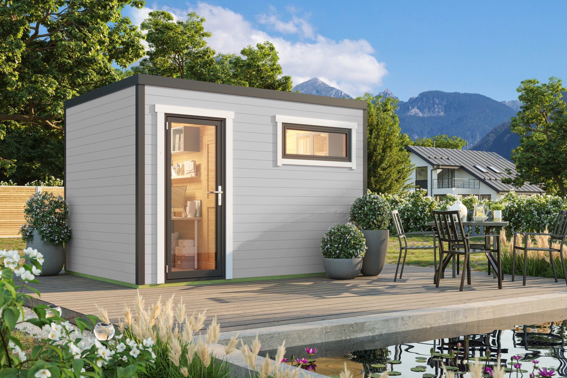 LASITA MAJA Gartenhaus Flachdach 4x3m Holz Sardinien 2, BxT: 350x250 cm, ohne Dacheindeckung