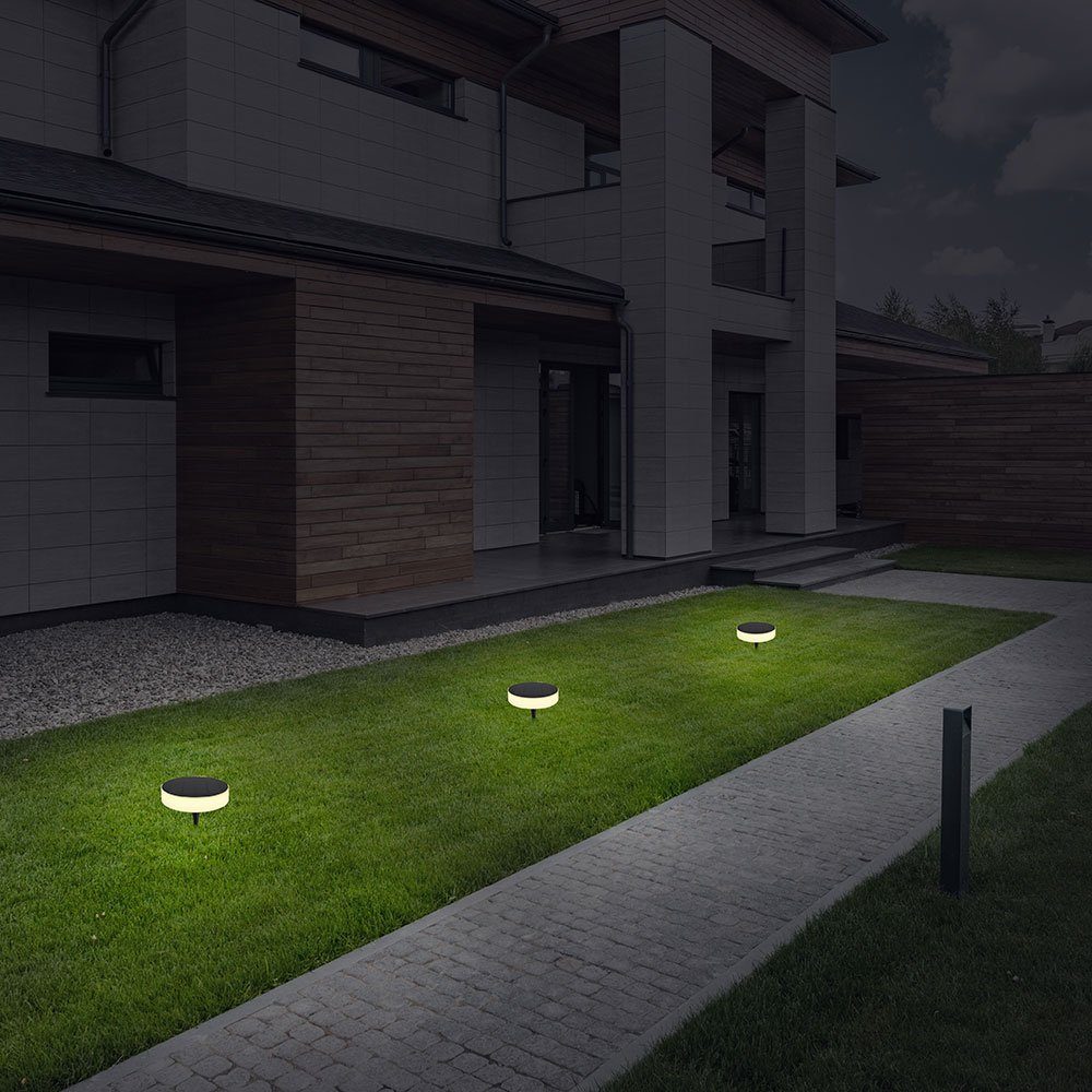 Warmweiß, Globo Stecklampe Wegleuchte LED Garten Außenleuchte Solarleuchte Leuchtmittel Solarleuchte, inklusive, Akku