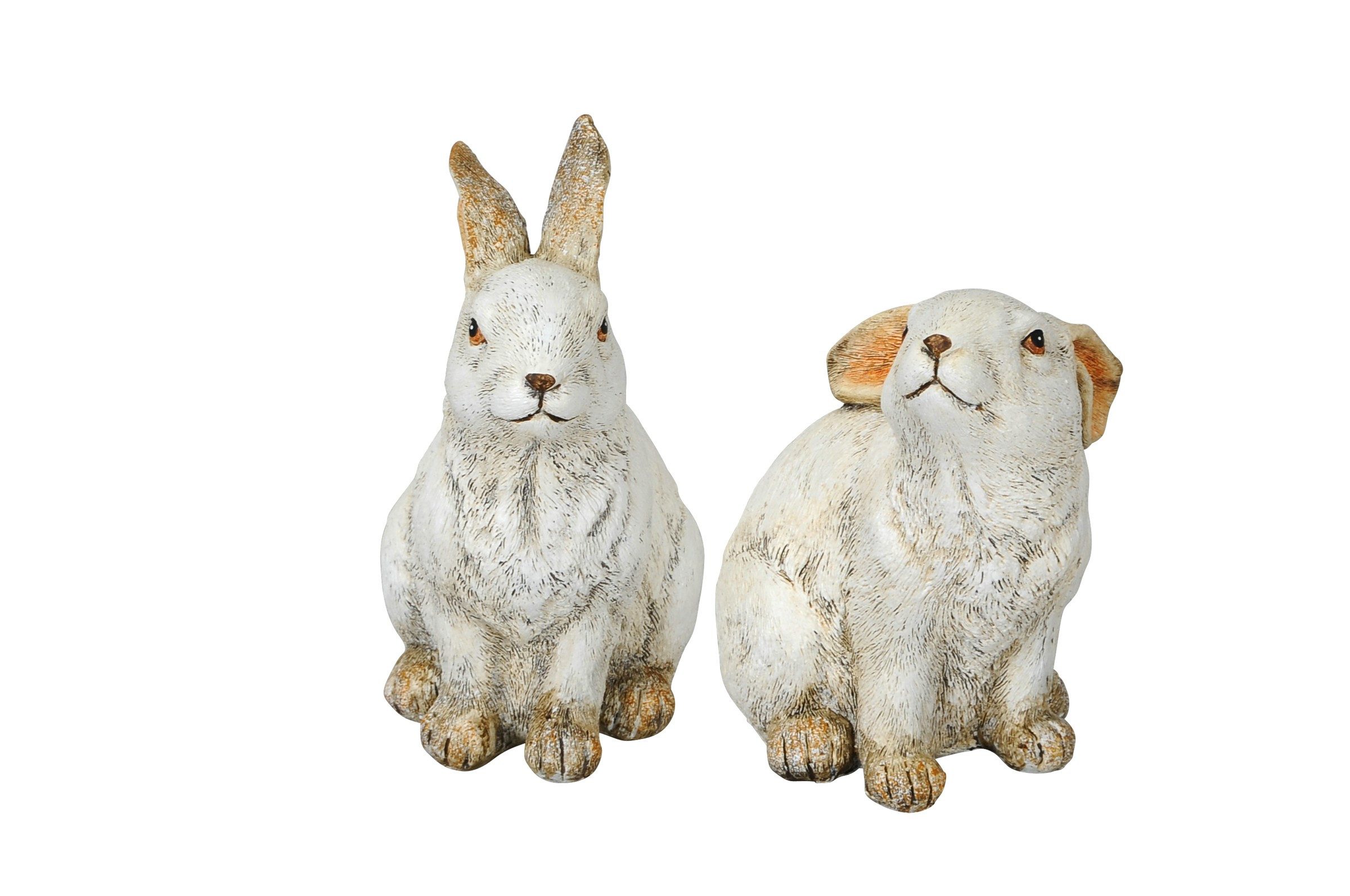 Osterhase Hase Ostern Figur weiss Polyresin 2erSet 11x7cm H13cm Skulptur