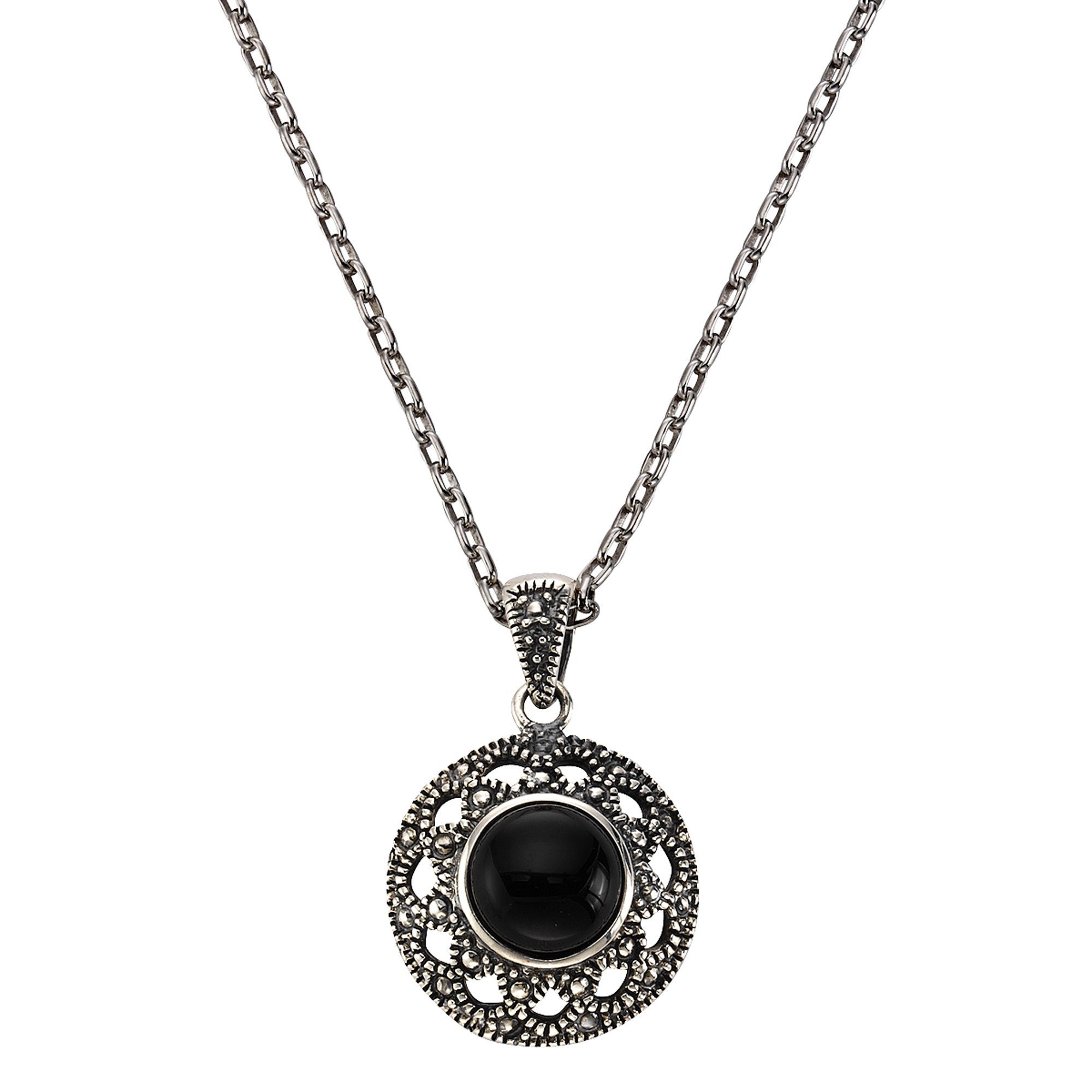 Sterling Zeeme Silber 925/- Kette mit schwarz Achat Anhänger