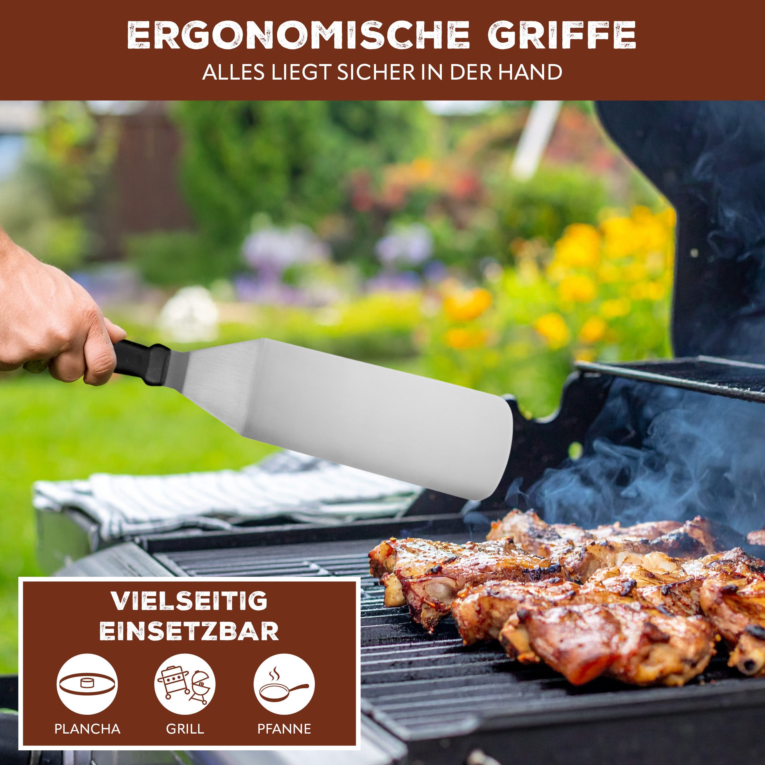 bremermann Grillspachtel Pfannenwender- und Grillspachtel-Set 4-tlg, aus Edelstahl