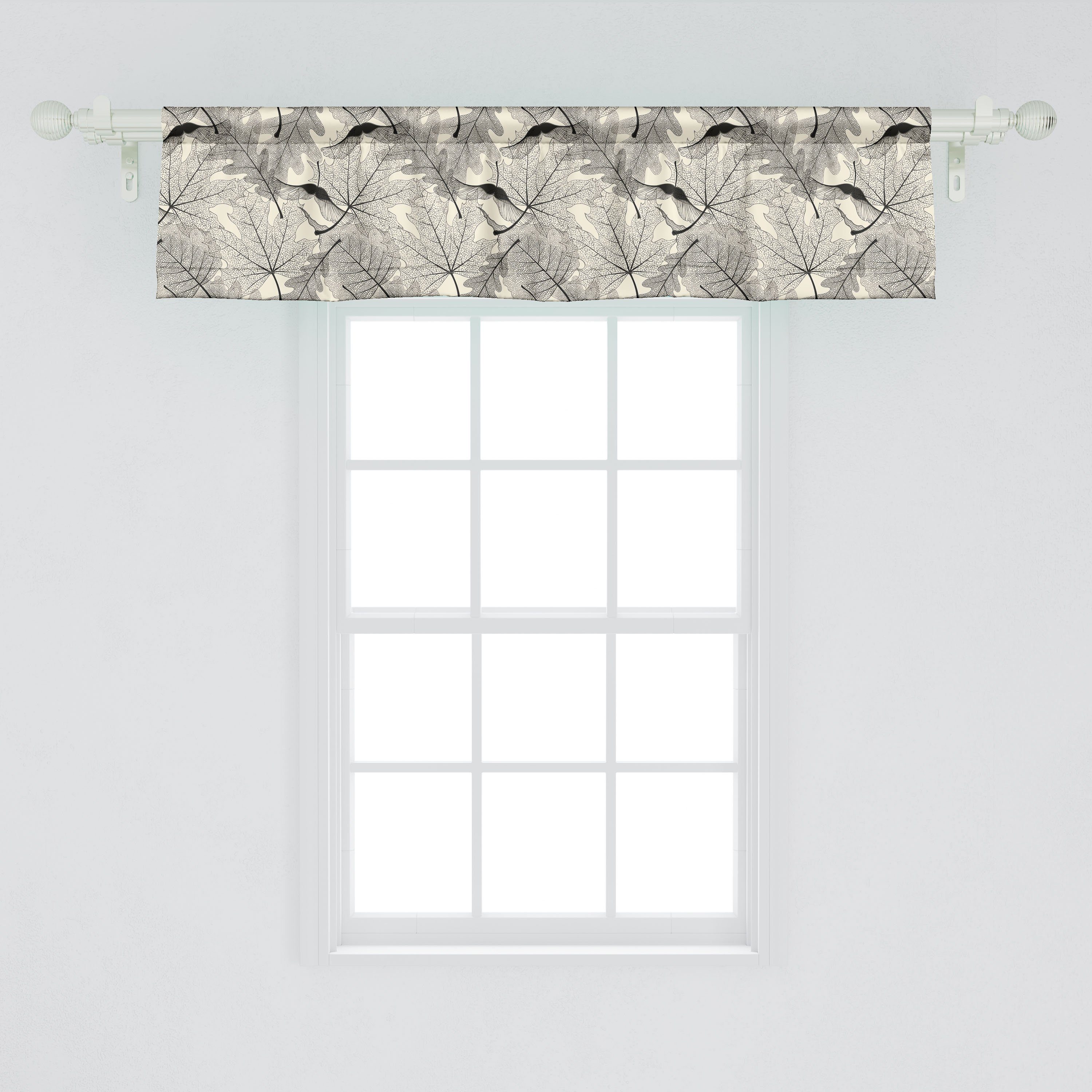 Abakuhaus, Vorhang Scheibengardine Küche für Grafik Blätter Microfaser, Dekor mit Skelett Volant Stangentasche, Botanik Schlafzimmer