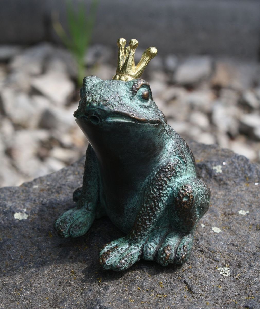 Bronzeskulpturen Skulptur Bronzefigur kleiner Froschkönig