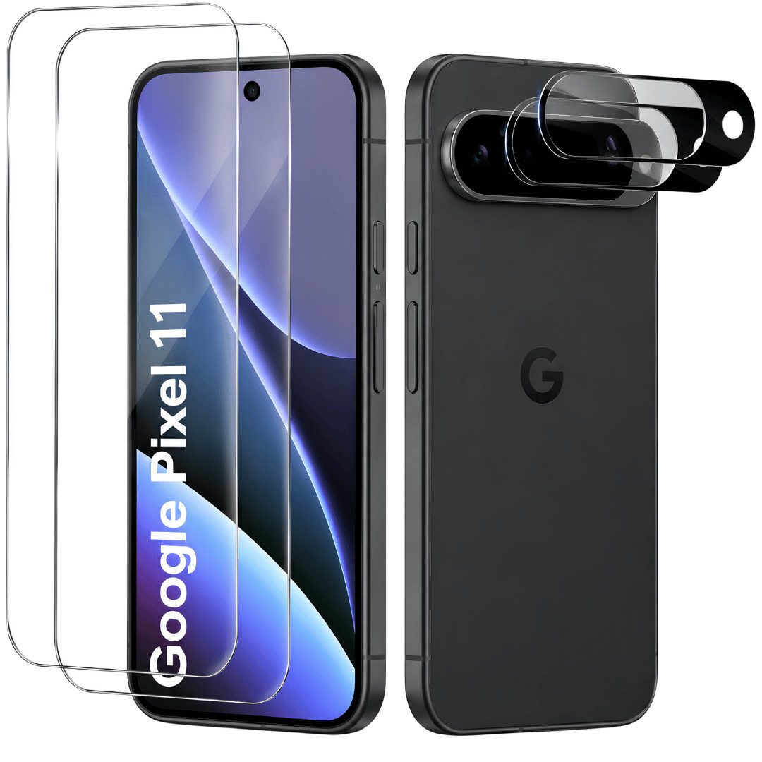 SmartUP Displayschutzglas 2X Schutzglas für Google Pixel 11 Display Kamera Panzerfolie Full 3D für Google Pixel 11, 4 Stück, Rundumschutz, passgenaue Verarbeitung