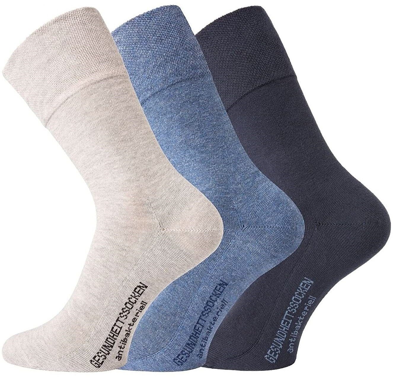 Socken 24 Paar TippTexx GERUCHSKILLER mit ANTI-LOCH-Garantie, Blautöne Komfortsocken 6 Antibakterielle