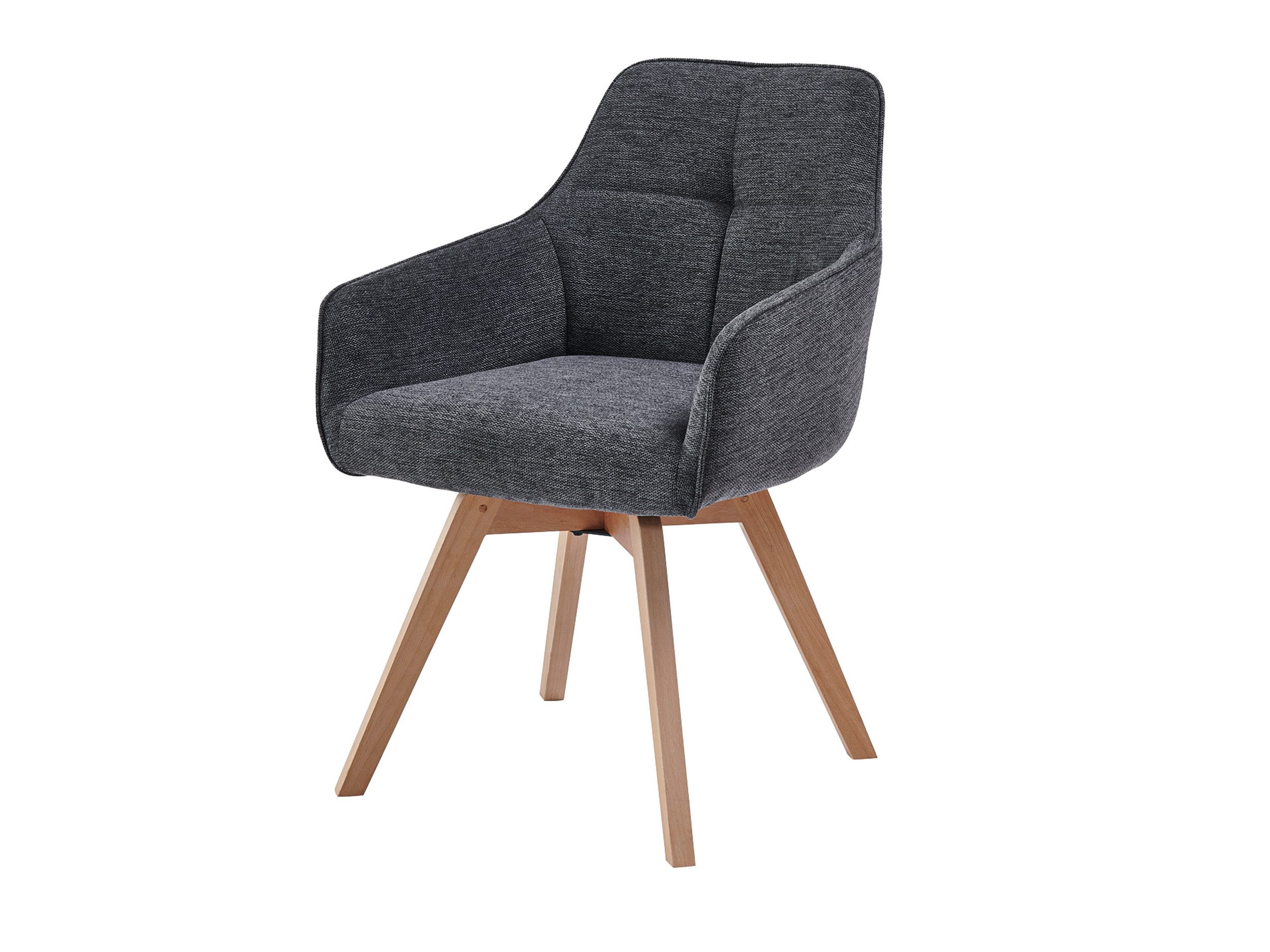 Massivart® Polsterstuhl 360 Grad drehbar, Esszimmerstuhl mit Armlehnen, Webstoff, »LIPARI«, Sitz fest gepolstert • Federkorb • Gestell Eiche farbig • BOHO Stil