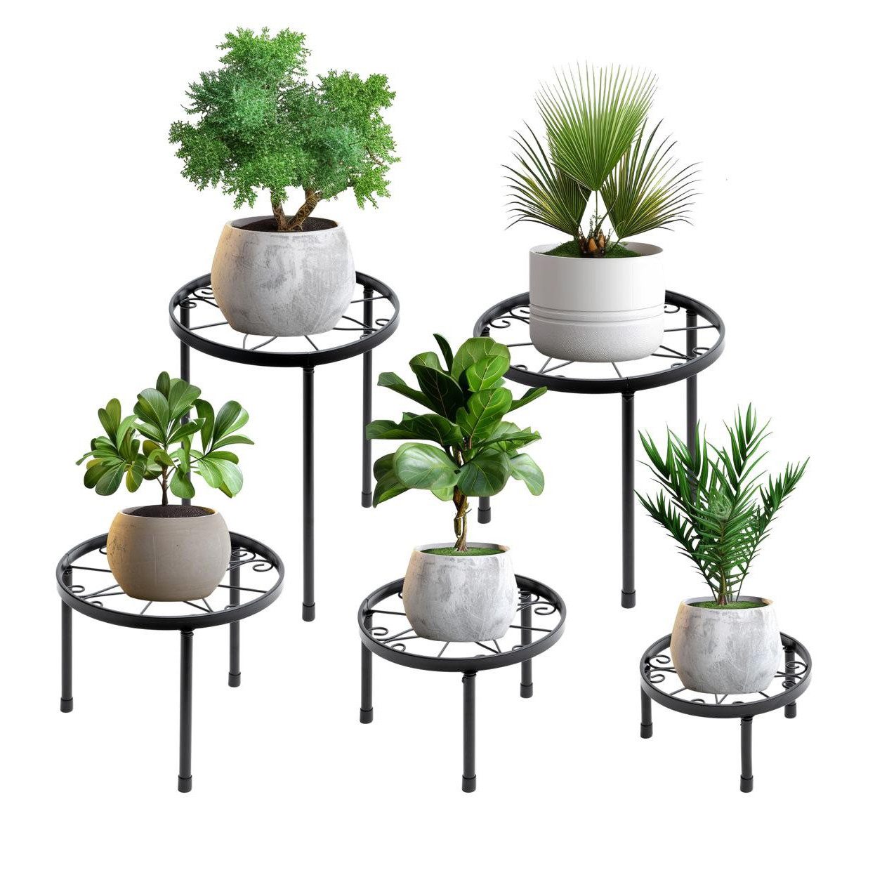 NEUSTEIN Blumenständer Blumenständer 5er Set Pflanzenständer Metall schwarz günstig online kaufen