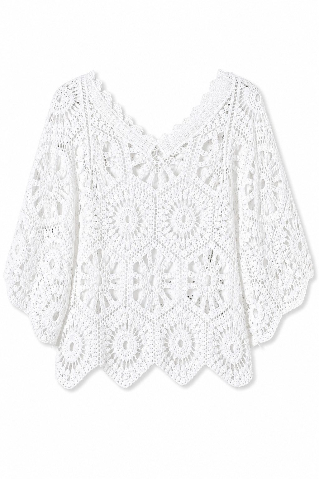 ITALY VIBES Blusenponcho - Häkelshirt - Spitzenshirt - ITALY VIBES - Boho - Oversize ONE SIZE- passend für Größen S - L