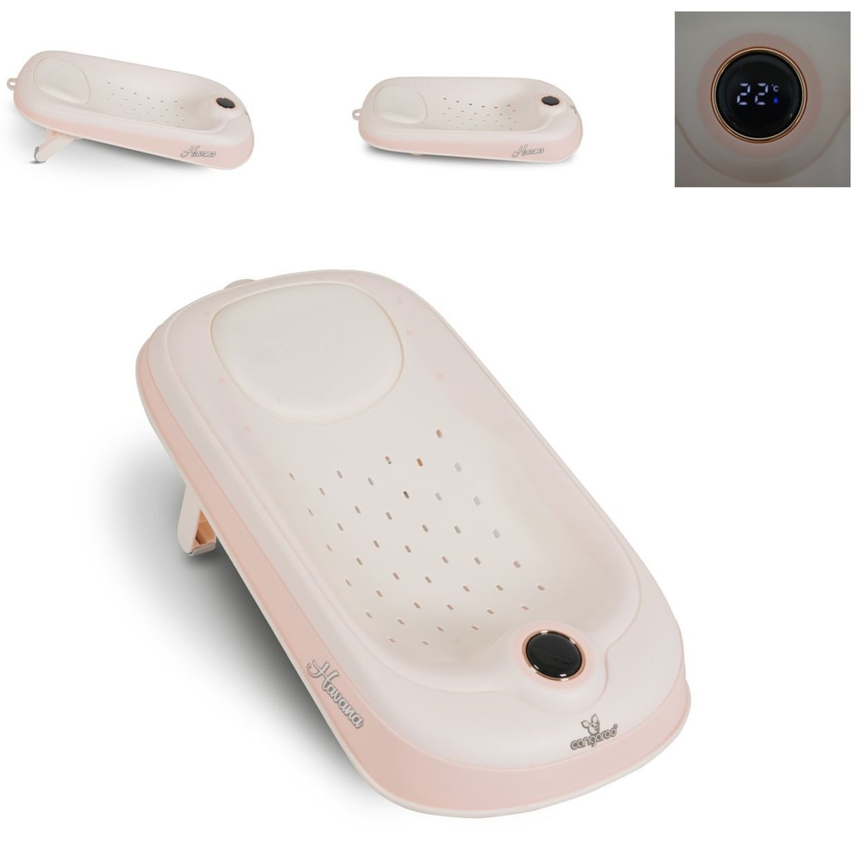 Cangaroo Badesitz Baby Badesitz Havanna (1-tlg), Thermometer Liegeposition verstellbar klappbar