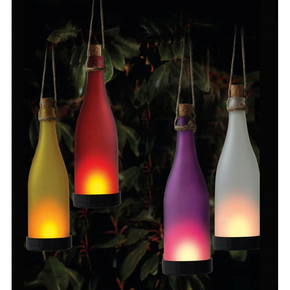 Garden Pleasure LED Solarleuchte Solar-Leuchte Glasflasche, LED, 4 Farben mit Ein- / Ausschalter