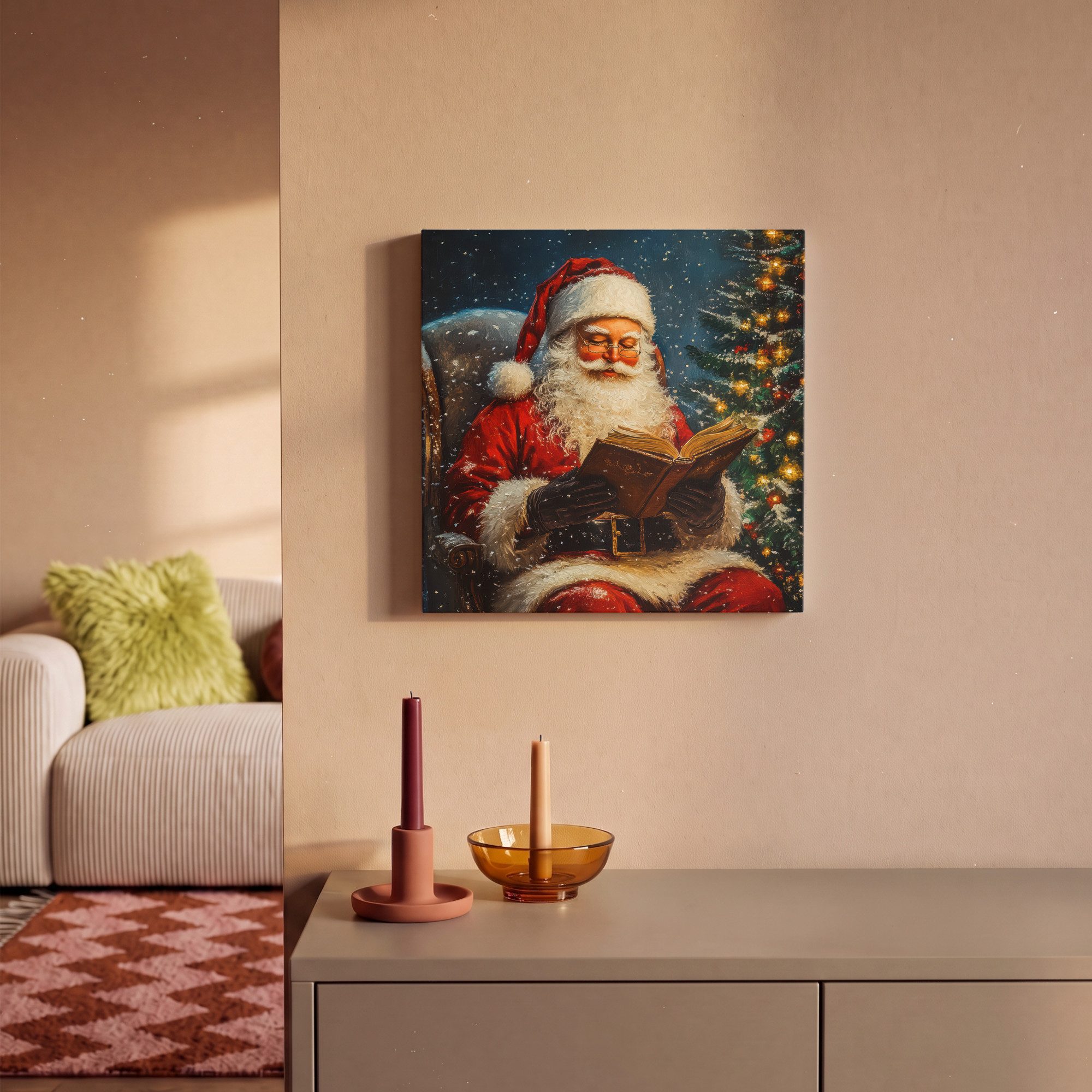 OneMillionCanvasses® Leinwandbild Weihnachtsmann - Weihnachten - Winter - Weihnachtsbaum, Fotodruck (1 St), Leinwand Bilder Klein, Wand Dekoration Aesthetic 30x – Bild 2 von 5