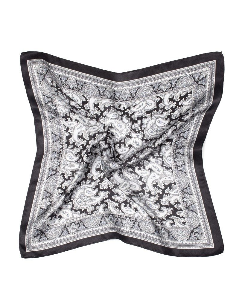 MayTree Seidentuch quadratisch Paisley 53x53 schwarz, (Stück), 100% Seide