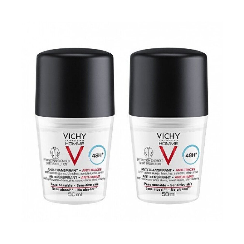Vichy Deo-Roller Homme Deodorant 48h Anti - Transpirant Roll - On 2 x 50ml