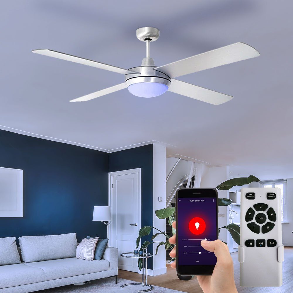 LED Decken Ventilator RGB Lampe FERNBEDIENUNG Lüfter Kühler Wohn Zimmer dimmbar 
