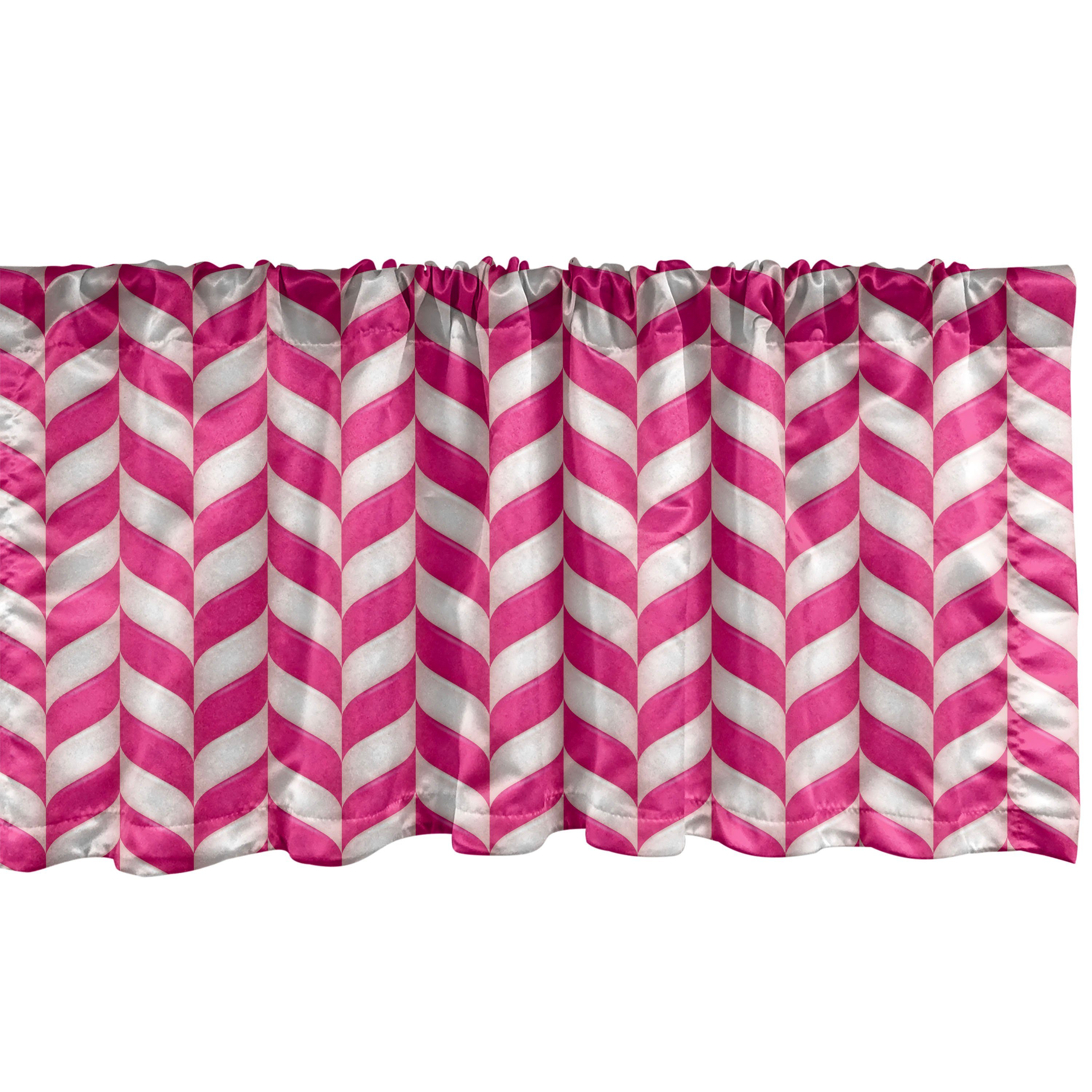 Scheibengardine Vorhang Volant für Küche Schlafzimmer Dekor mit Stangentasche, Abakuhaus, Microfaser, rosa, Weiß, Vibrant gewellte Linien