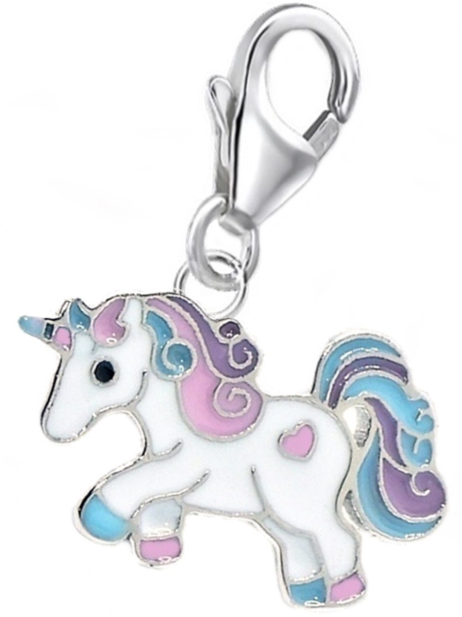 Goldene Hufeisen Charm-Einhänger Einhorn Karabiner Charm Einhänger für Bettelarmband 925 Silber Pferd (1 Stück, inkl. Etui), für Gliederarmband oder Halskette
