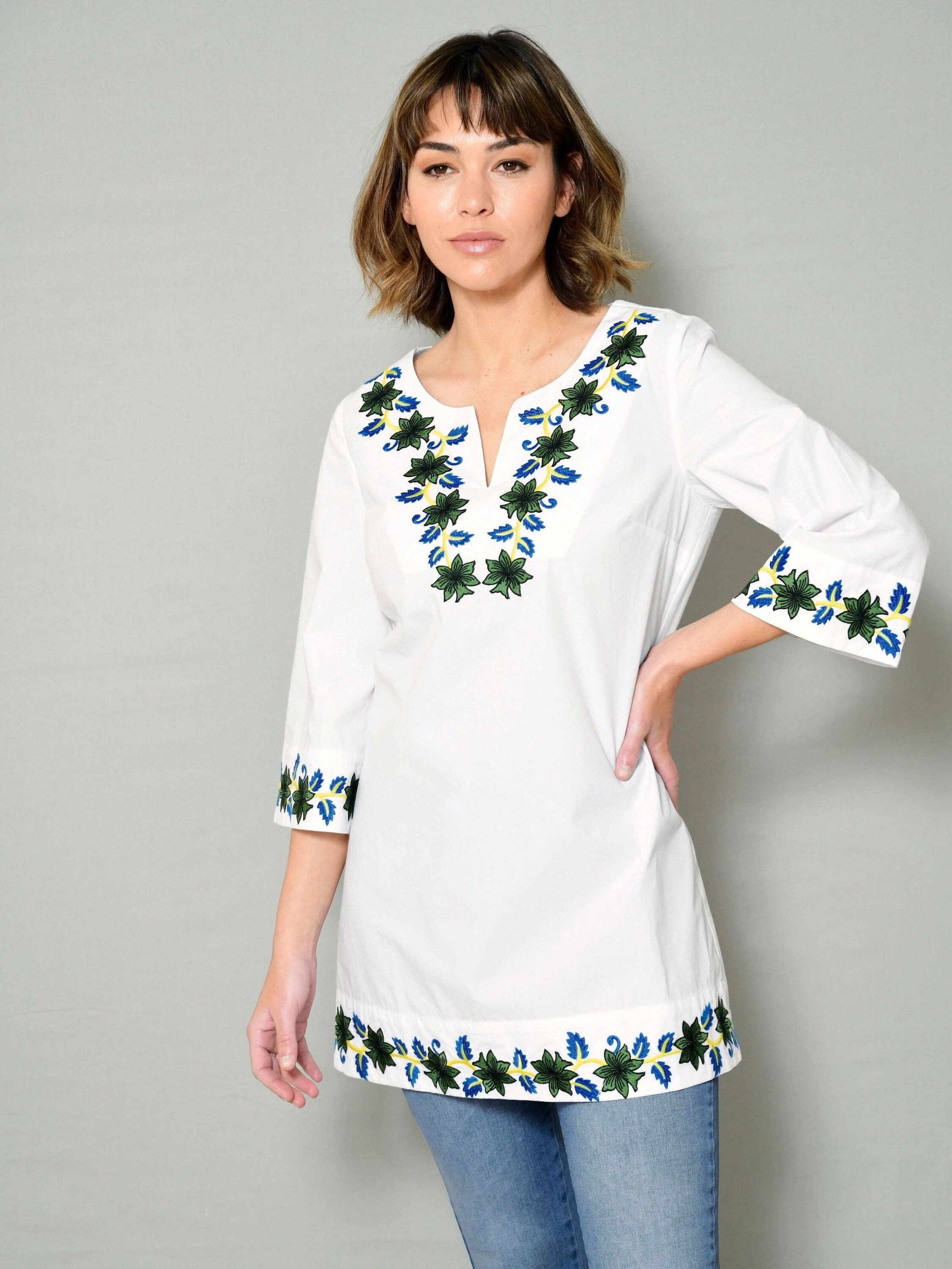 Alba Moda Tunika Tunika mit dekorativer Stickerei