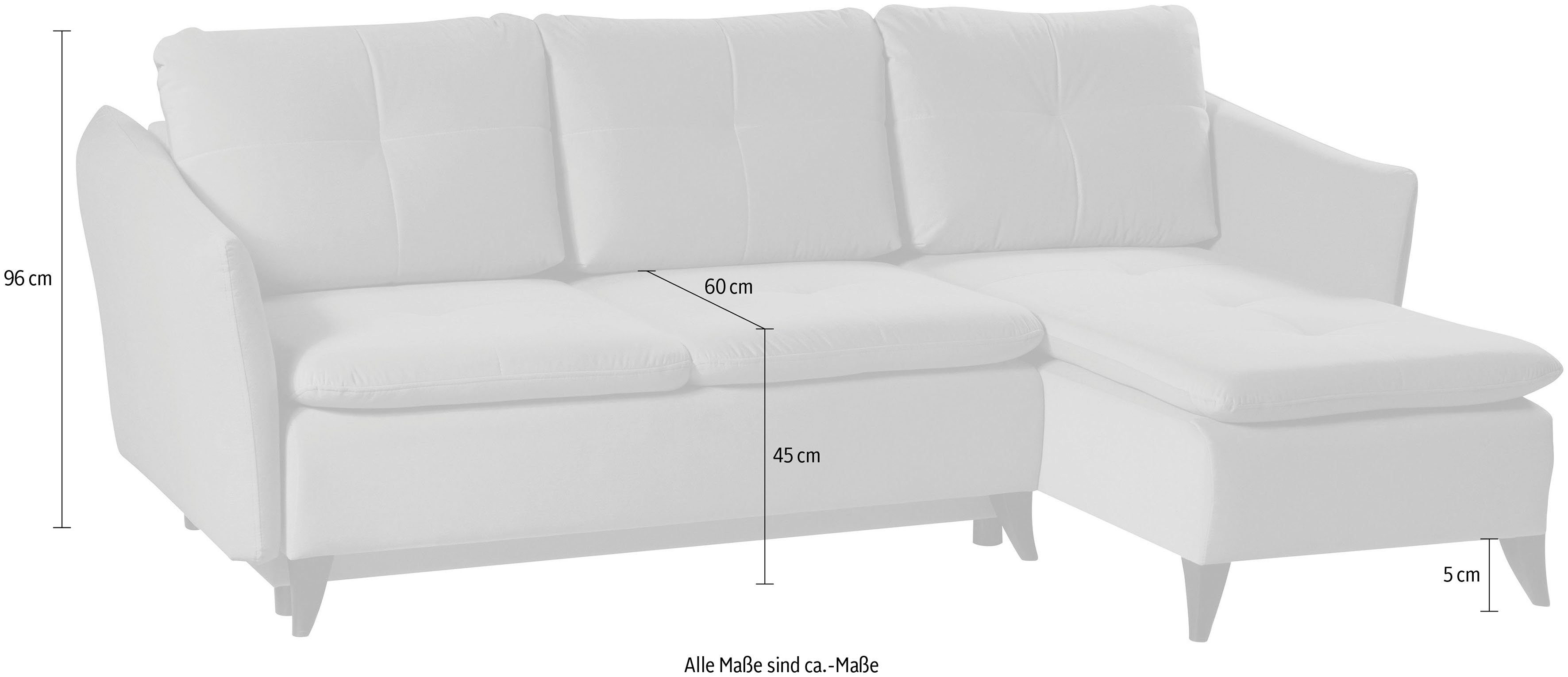 Moderne Eckcouch WERK2 Grau Sofa Schlaffunktion Vesuv, | mit Rückenkissen, Ecksofa mit Grau Grau | losen