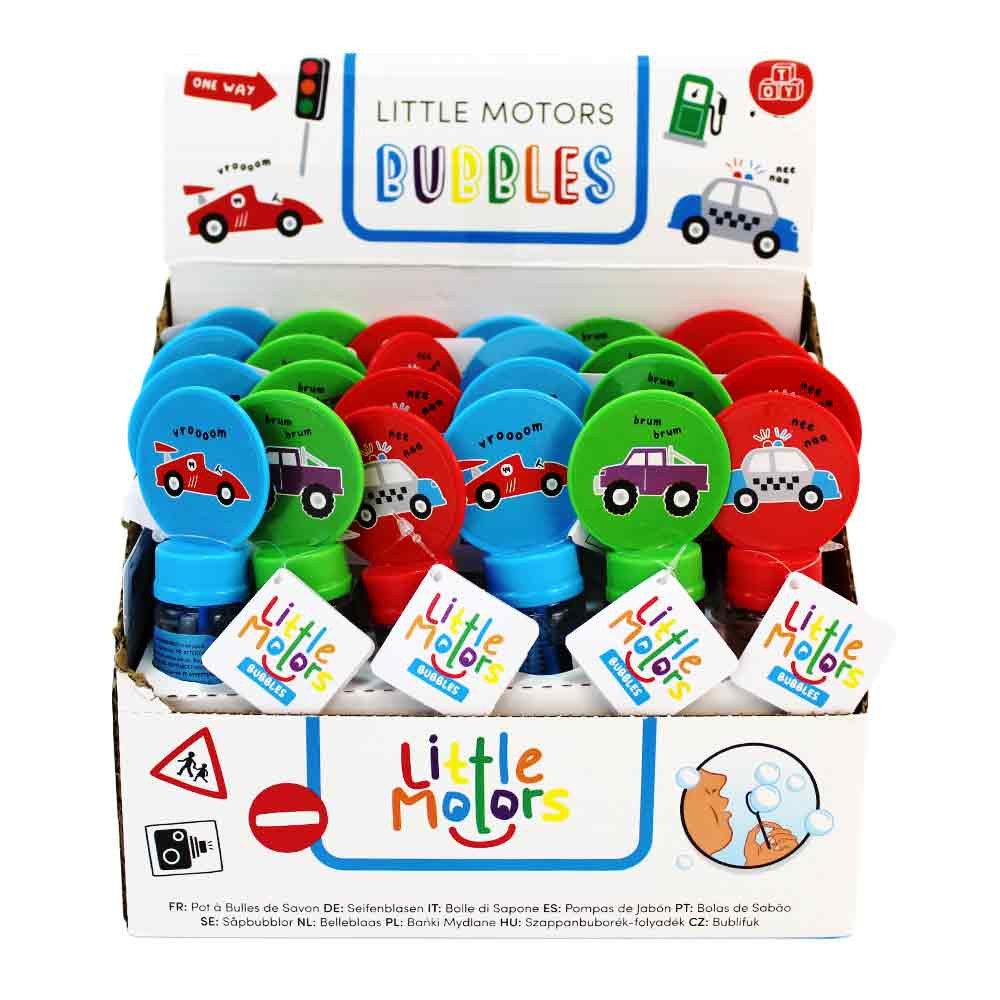 Puckator Seifenblasenspielzeug Seifenblasen mit Auto-Motiv – 24er Set – 13 cm Fläschchen à 35 ml