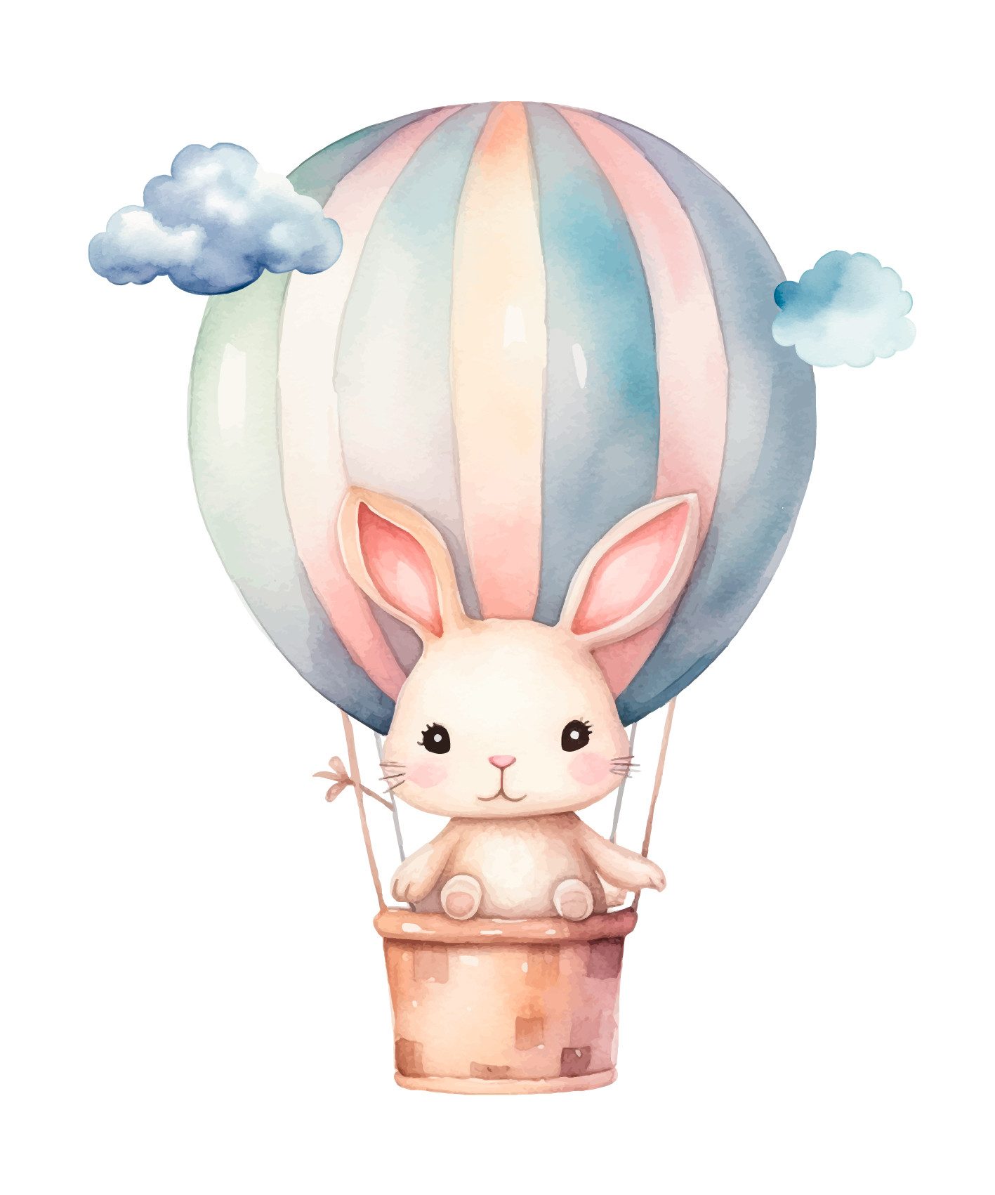 Lüttenhütt Bild mit Rahmen oder Poster, Hase im Heißluftballon am Himmel, Ballonfahren, Fantasy, Hase, Hasen, Heißluftballon, Tiere (1 St), HD Premium Druck