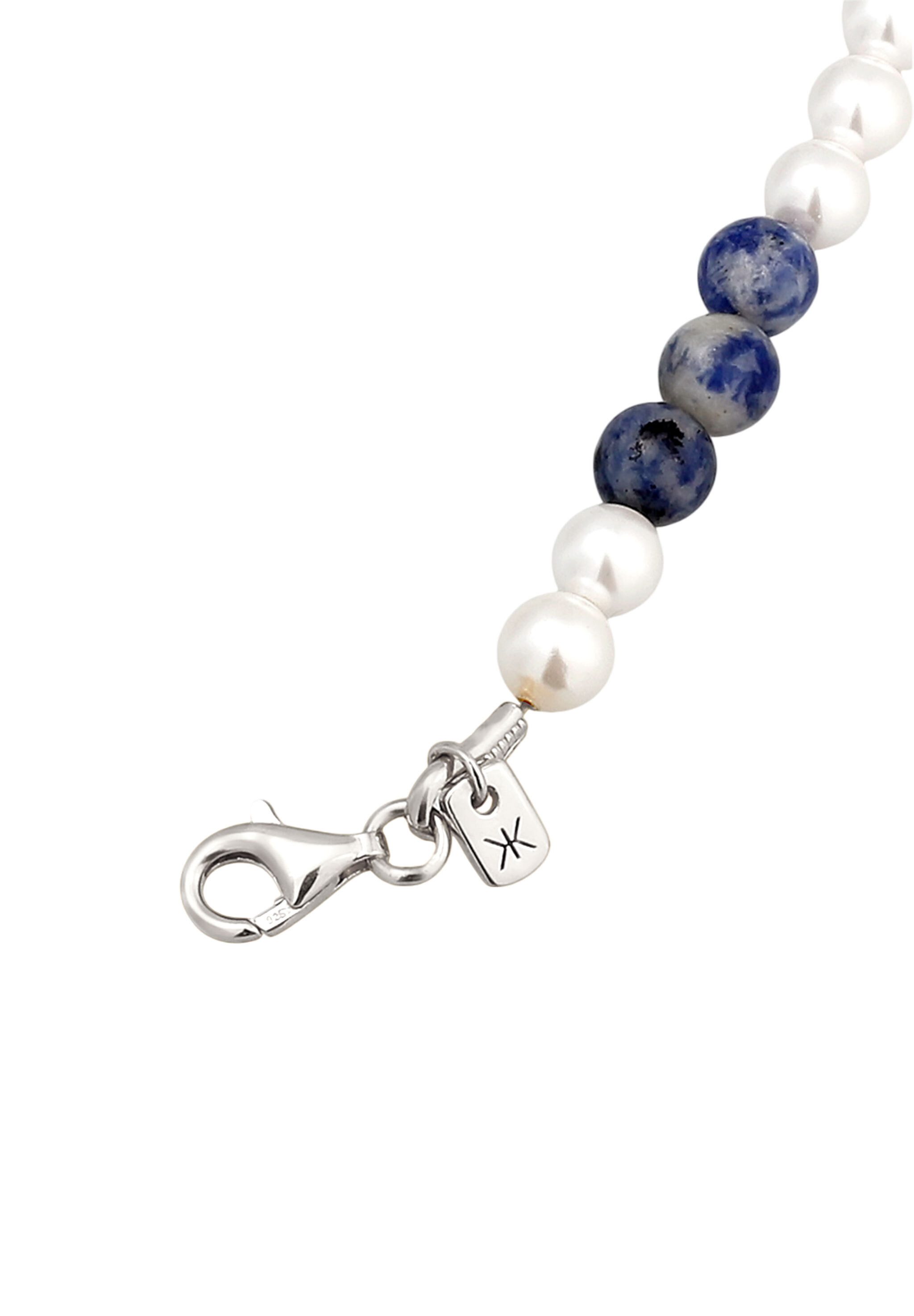 Kuzzoi Bead-Armband-Set Perlen Achat Blau 925 Sterling Silber vergoldet
