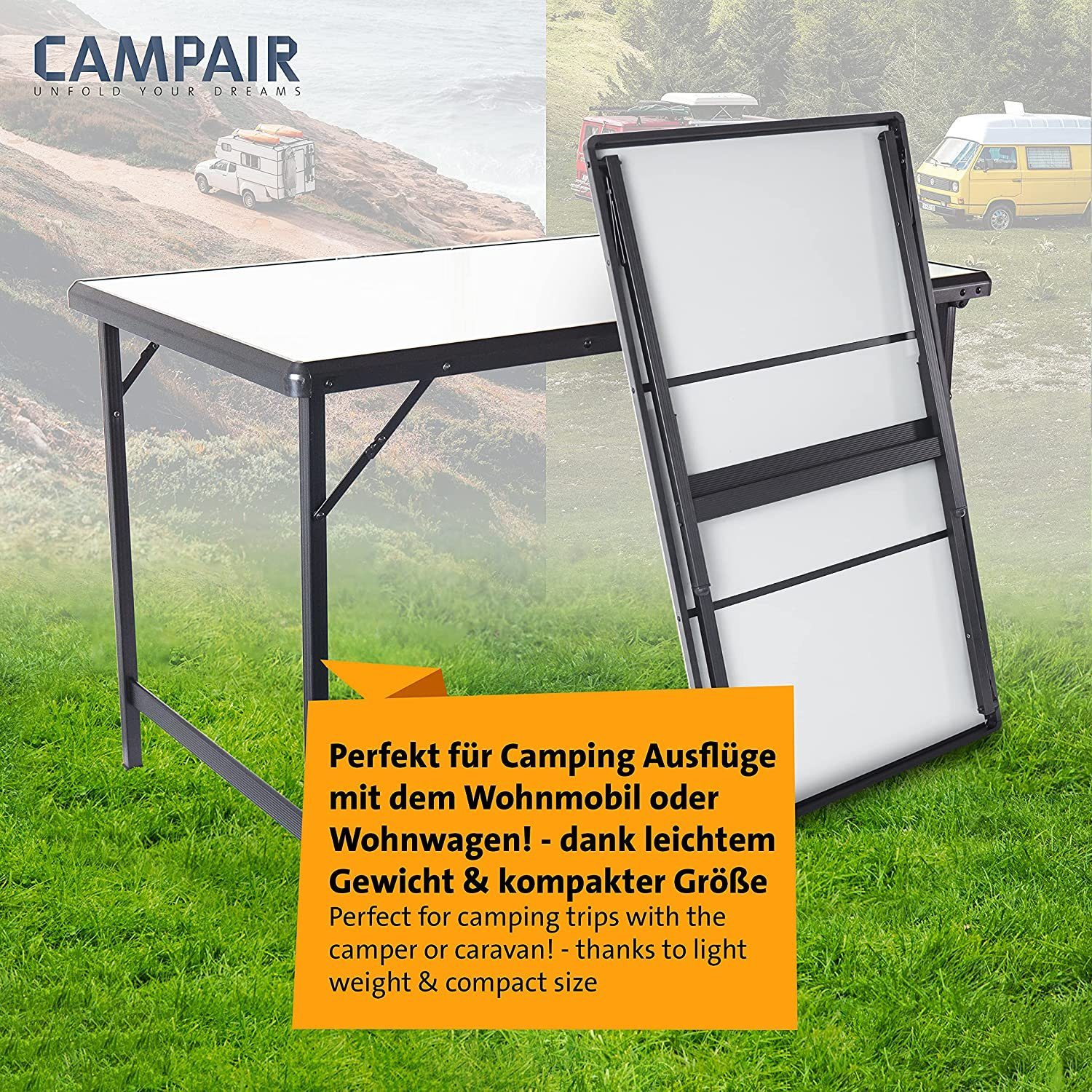 CAMPAIR Campingtisch Leichter Klappbarer Falttisch Garten aus für Camping, Aluminium Reise