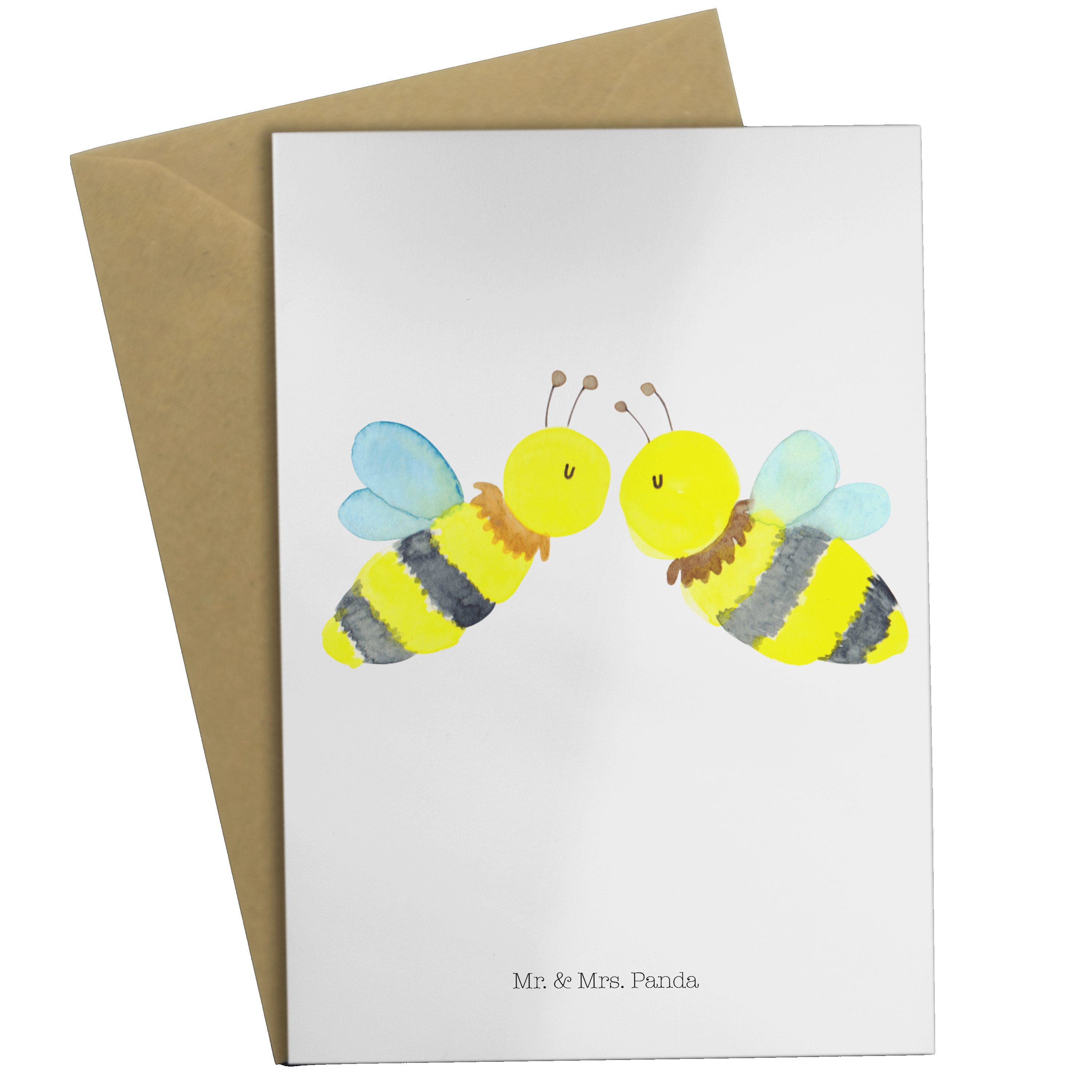Mr. & Mrs. Panda Grußkarte Biene Liebe - Weiß - Geschenk, Hochzeitskarte, Wespe, Klappkarte, Ein