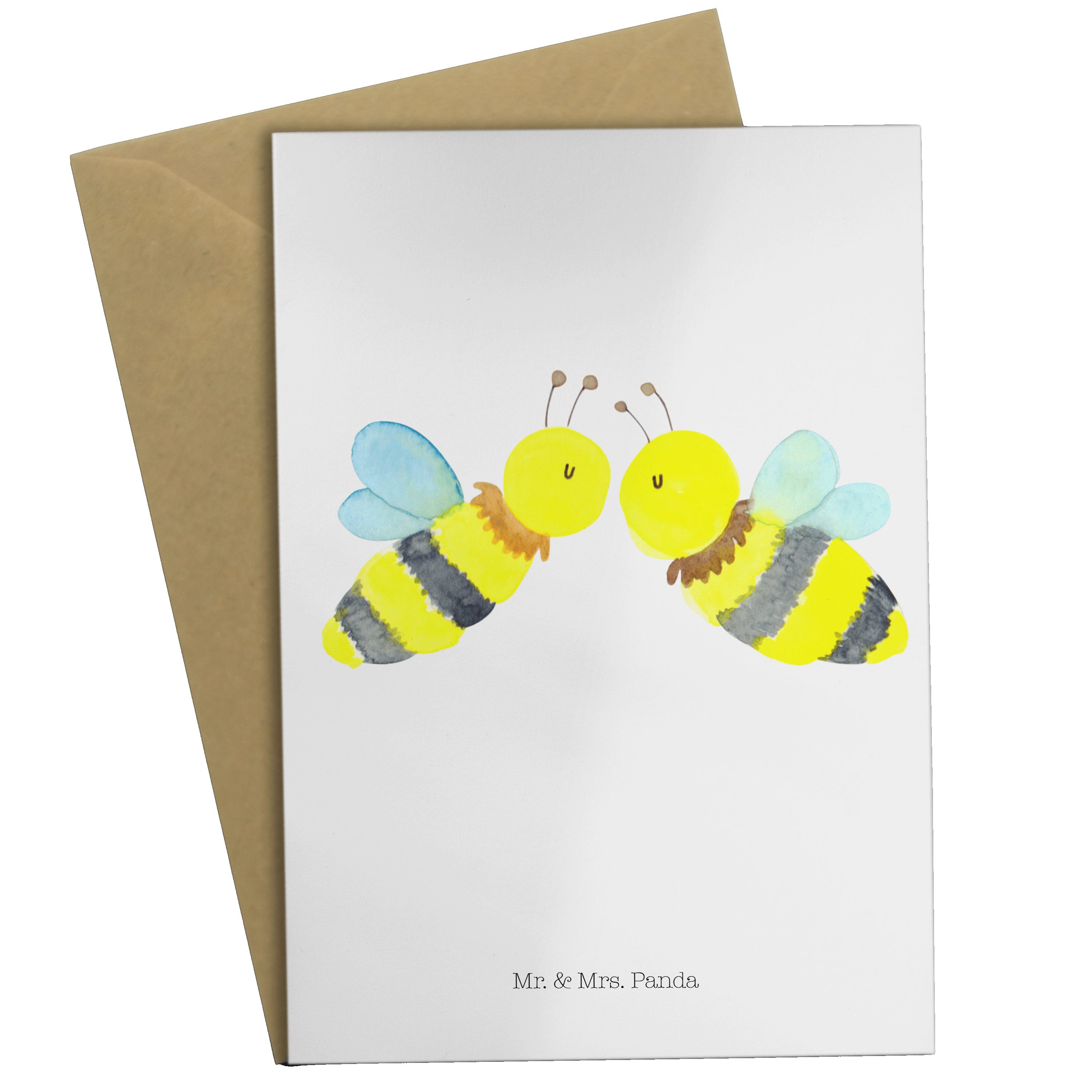 Mr. & Mrs. Panda Grußkarte Biene Liebe Weiß Geschenk