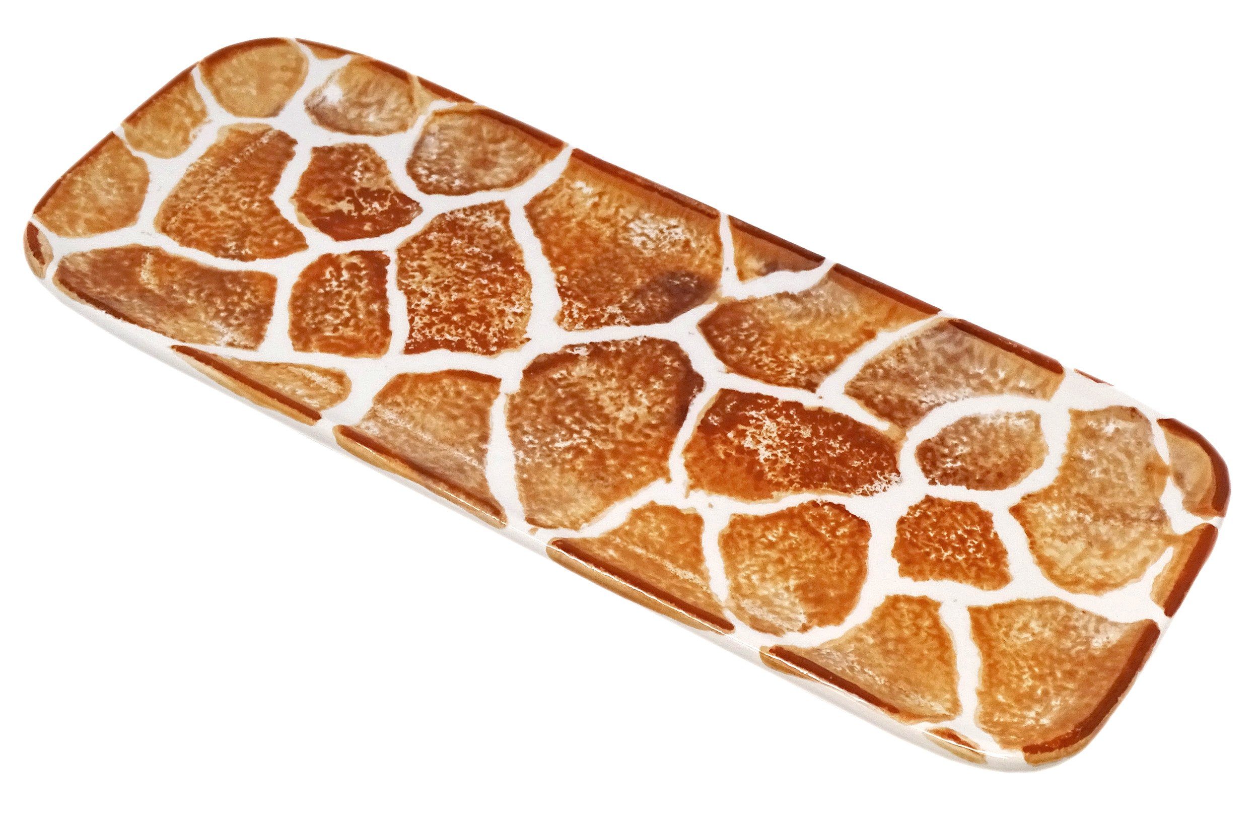 Lashuma Servierteller Giraffe, Keramik, cm, Obstplatte handgemachter Salatteller 28x11 eckig