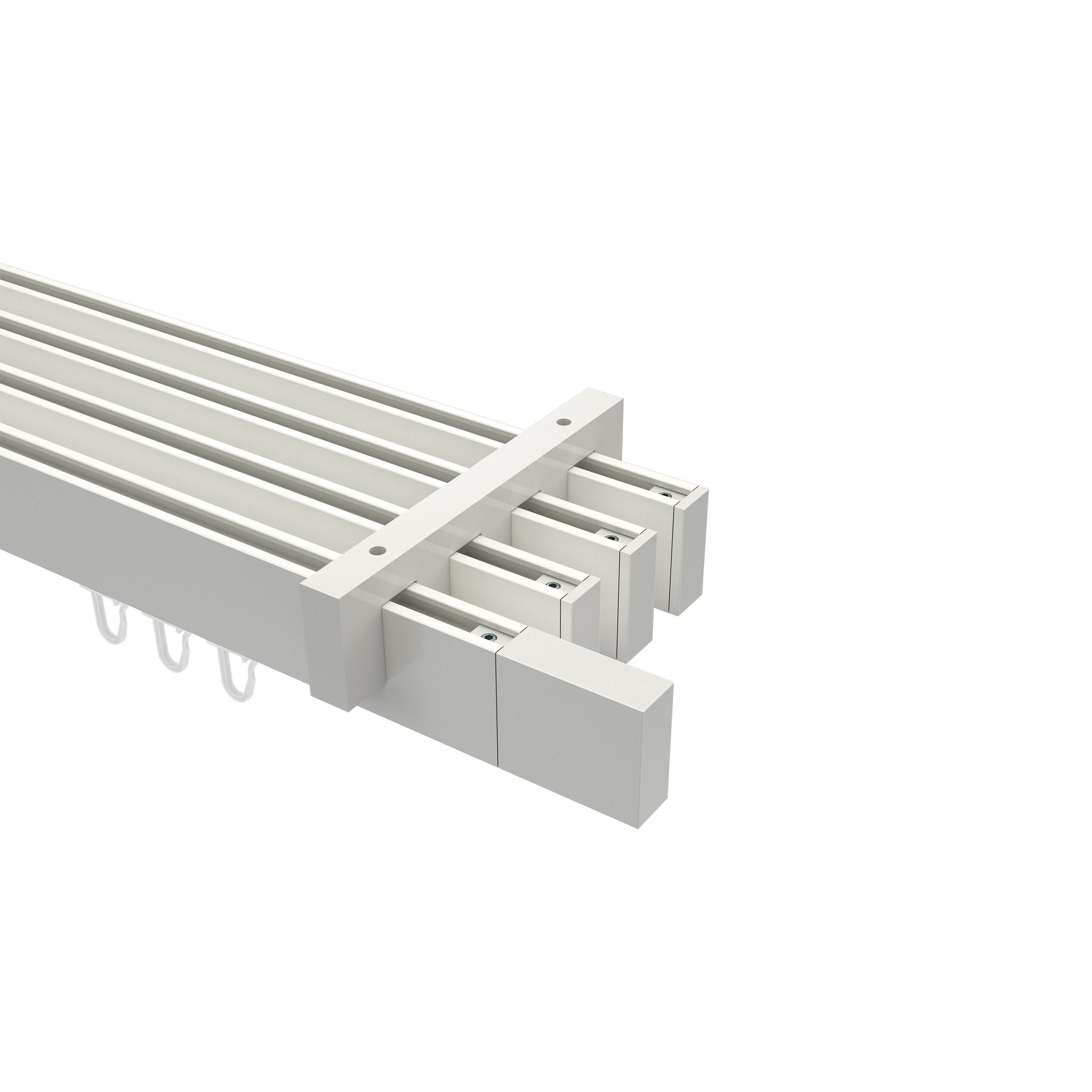 Gardinenstange Smartline Lox, INTERDECO, 4-läufig, 14x35 mm, eckig, Deckenmontage, Weiß