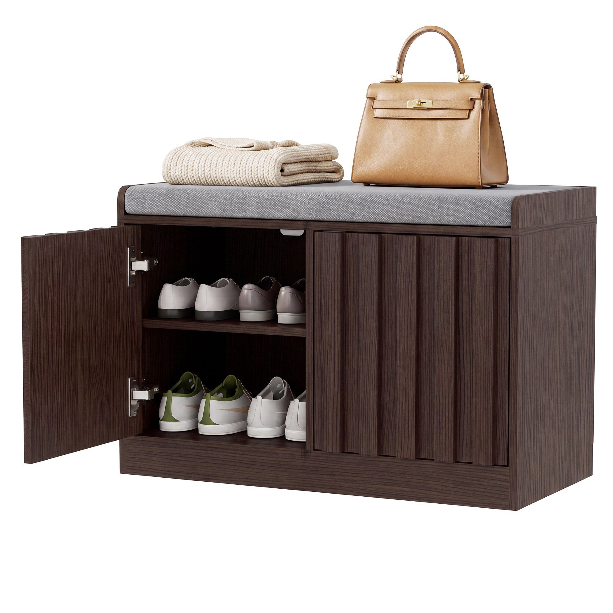 UEV Schuhschrank Sitzbank mit Klappe Holz (Modern Sitzbank im Flur, 66x32x44cm) Schuhschrank für Wohnzimmer Schlafzimmer Flur