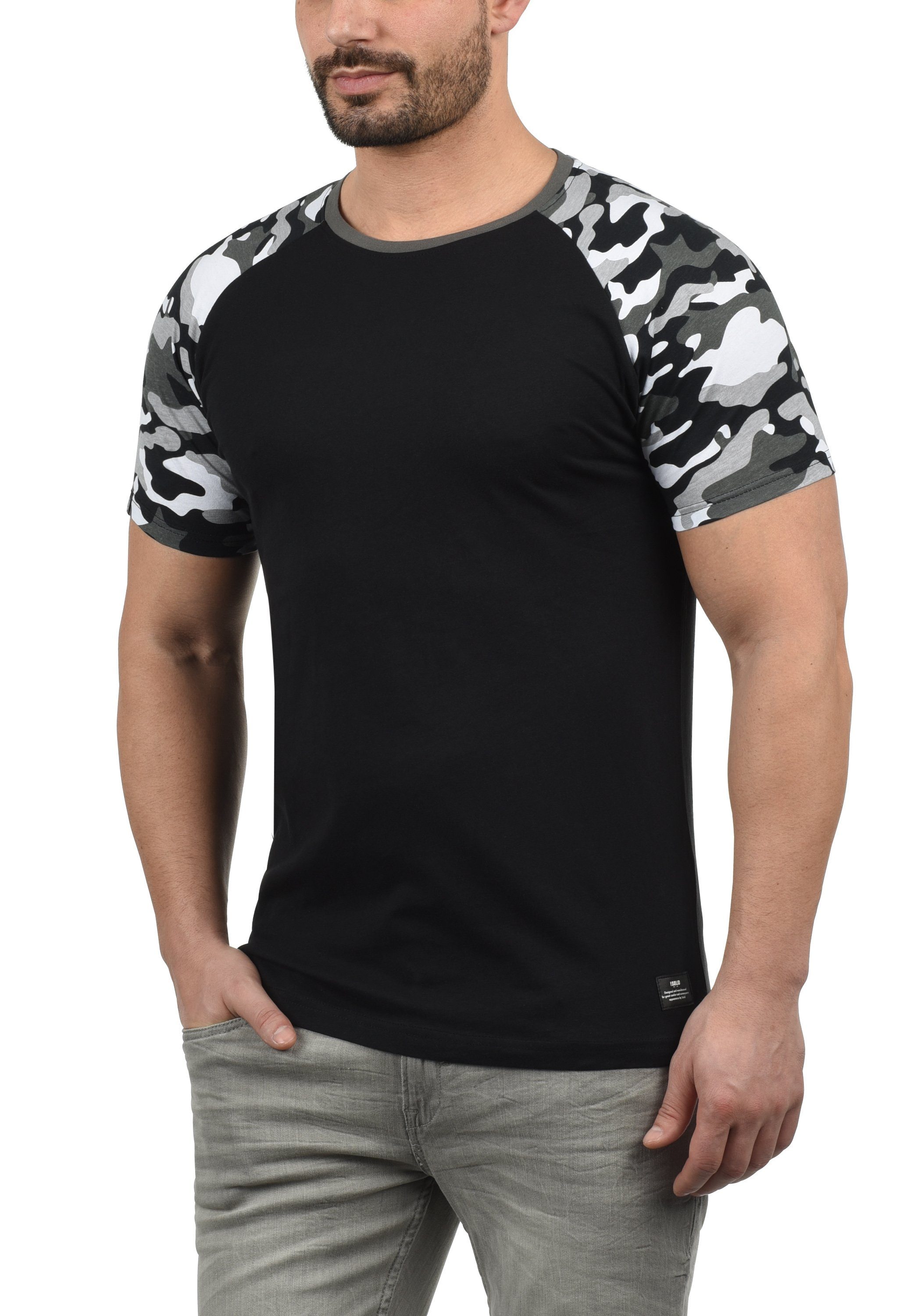 Tarnmuster-Print Grey Black Kurzarmshirt Rundhalsshirt !Solid mit SDCahil (G9000)