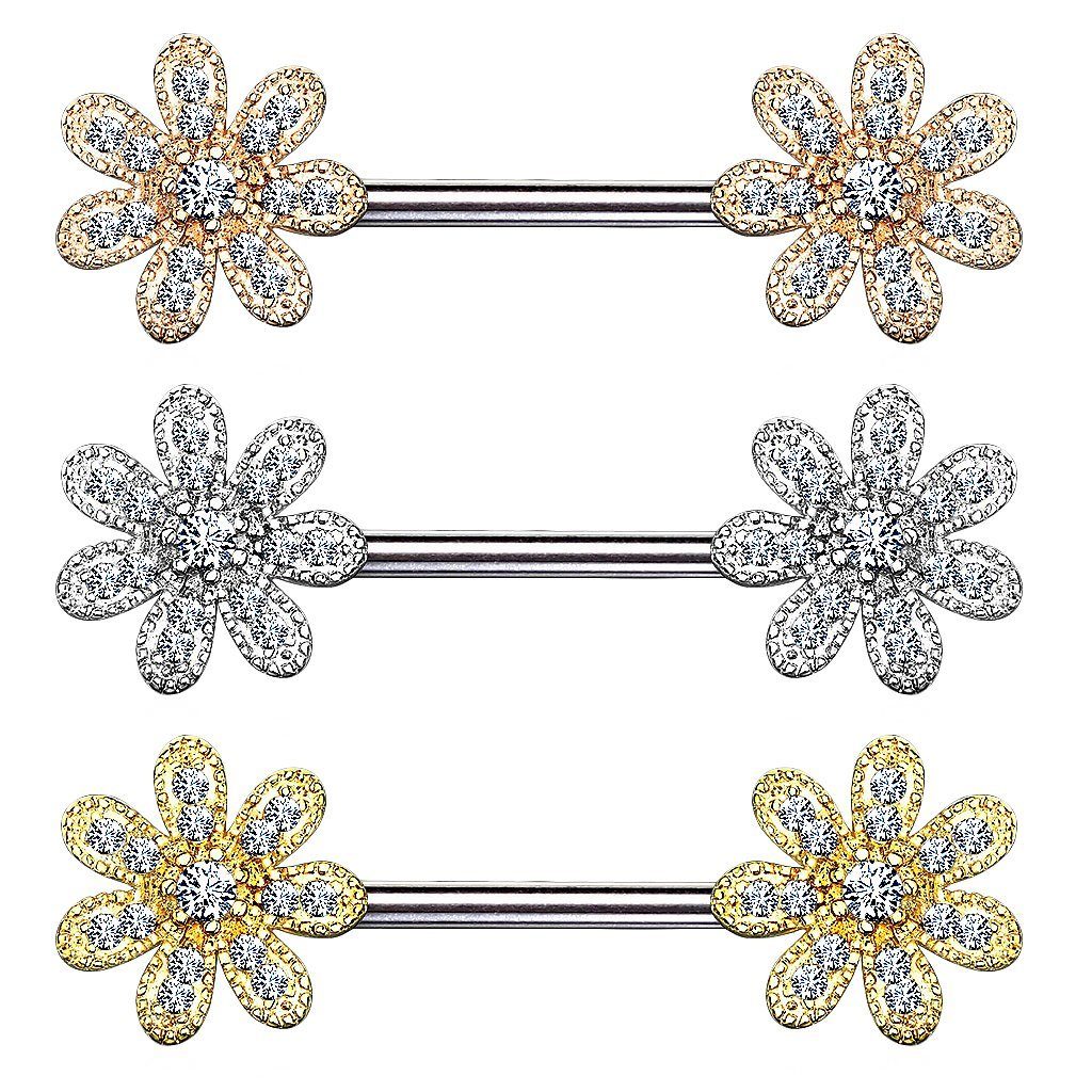 Blume, Barbell Barbell Intim Intimpiercing Piercing Brustwarzen Rosegold Tribal Barbell Kristall Brustpiercing Intim Intimpiercing Brust Taffstyle