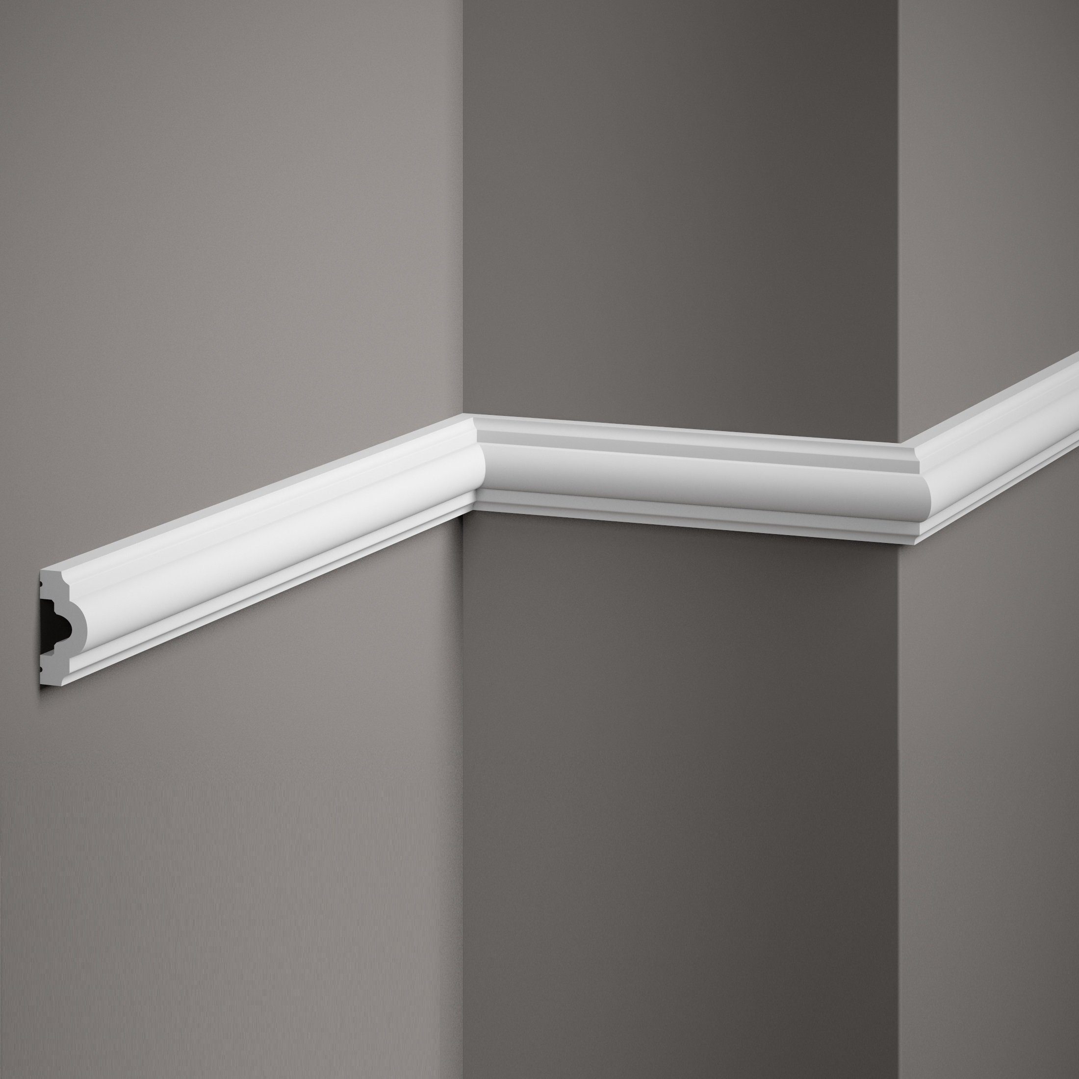 PROVISTON Zierleiste Polystyrol, 18 x 40 x 2000 mm, Weiß, Wandleiste, Kleben, Polystyrol