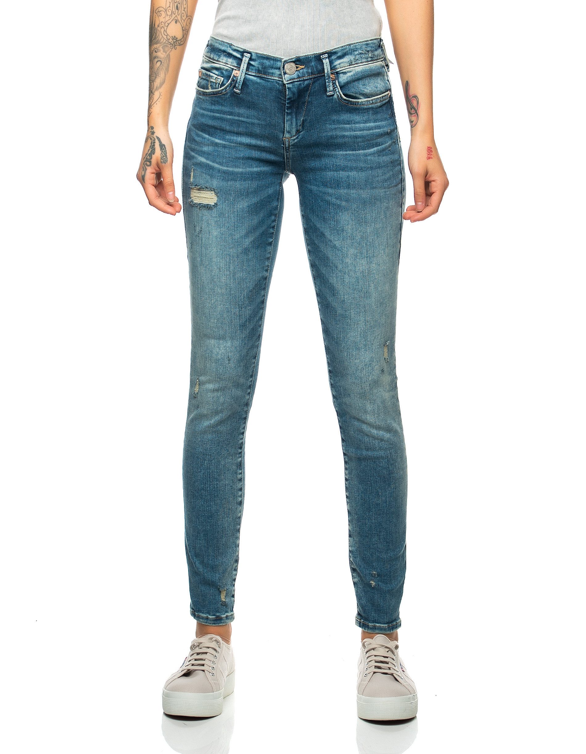 True Religion Brand Jeans Germ 5-Pocket-Jeans Hose Halle Lacey Deep Blue Jeans mit Label-Badge